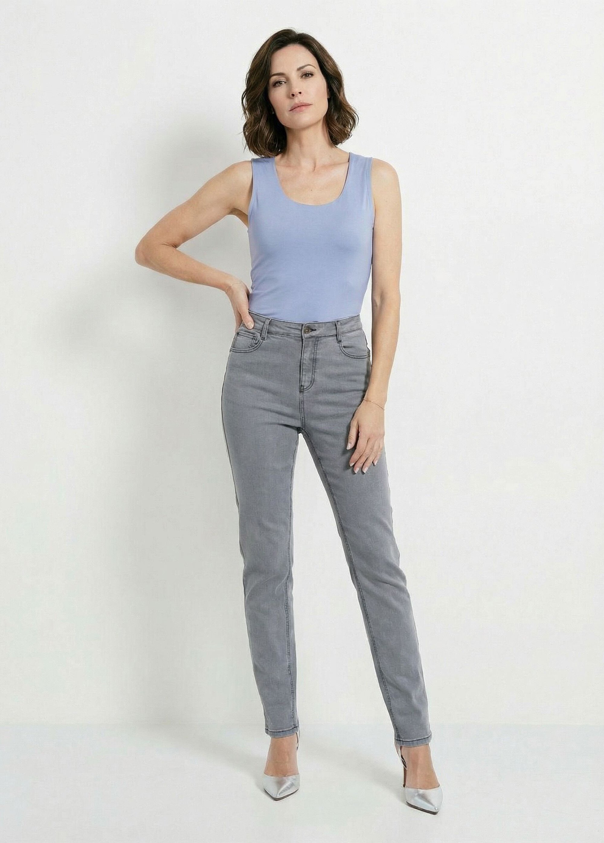 Jean taille haute coupe droite Femme Gris NIVOINE MV1