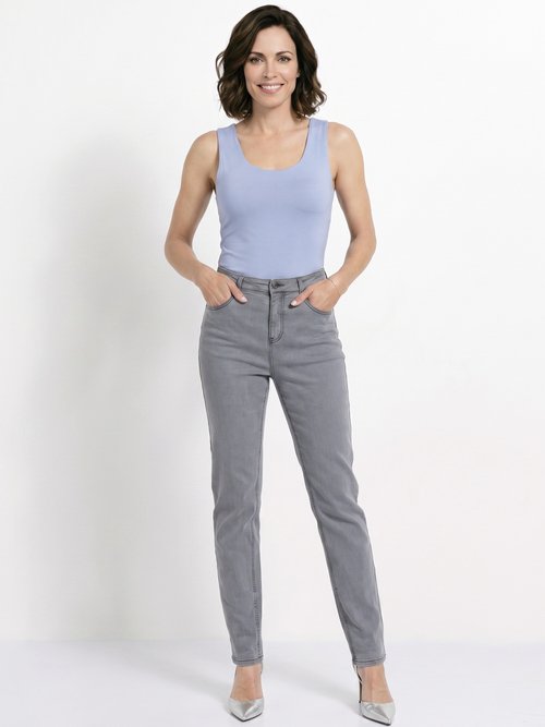 Jean taille haute coupe droite Femme Gris NIVOINE SI1
