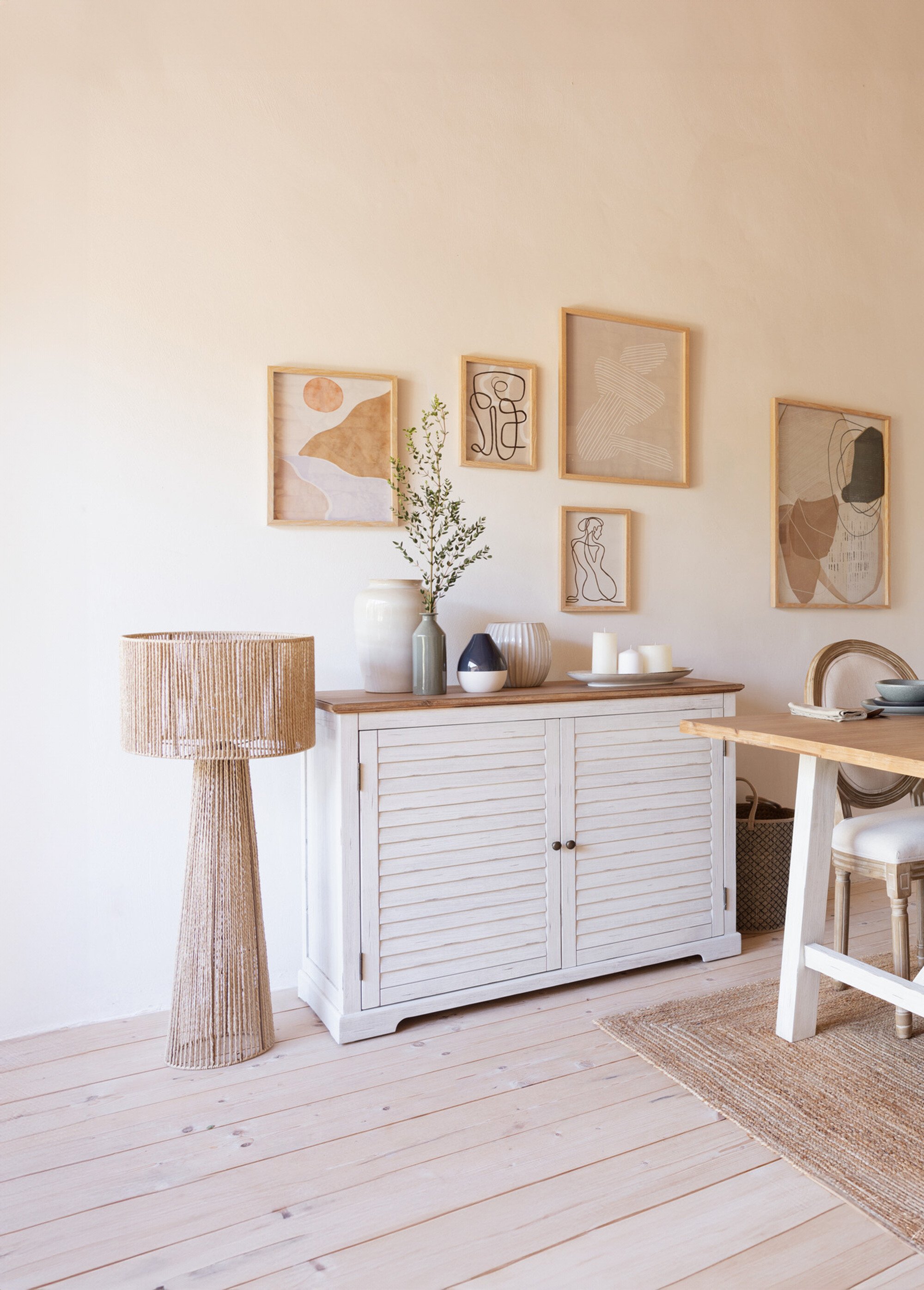 Lampadaire tressé conique, ethnique chic BEIGE JJA-195363 SI1