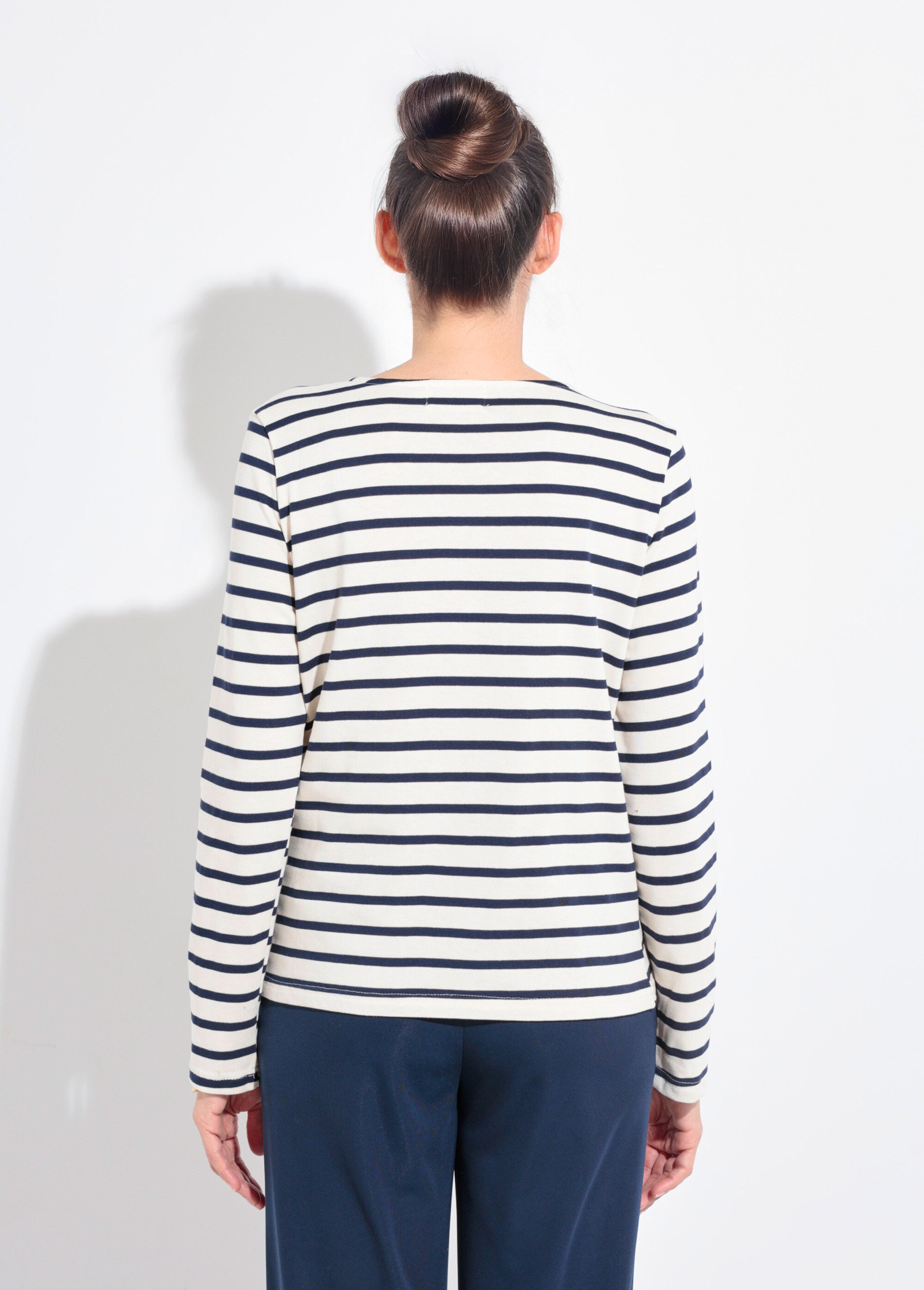 Marinière boutons épaule forme cœur Femme Blanc JB-B6140 DO1
