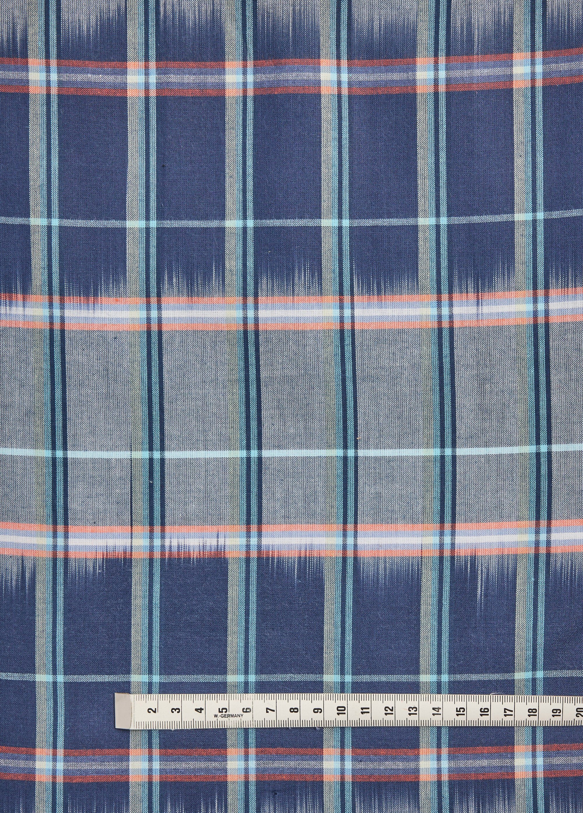 Coupon tissu carreaux fantaisie, Outremer