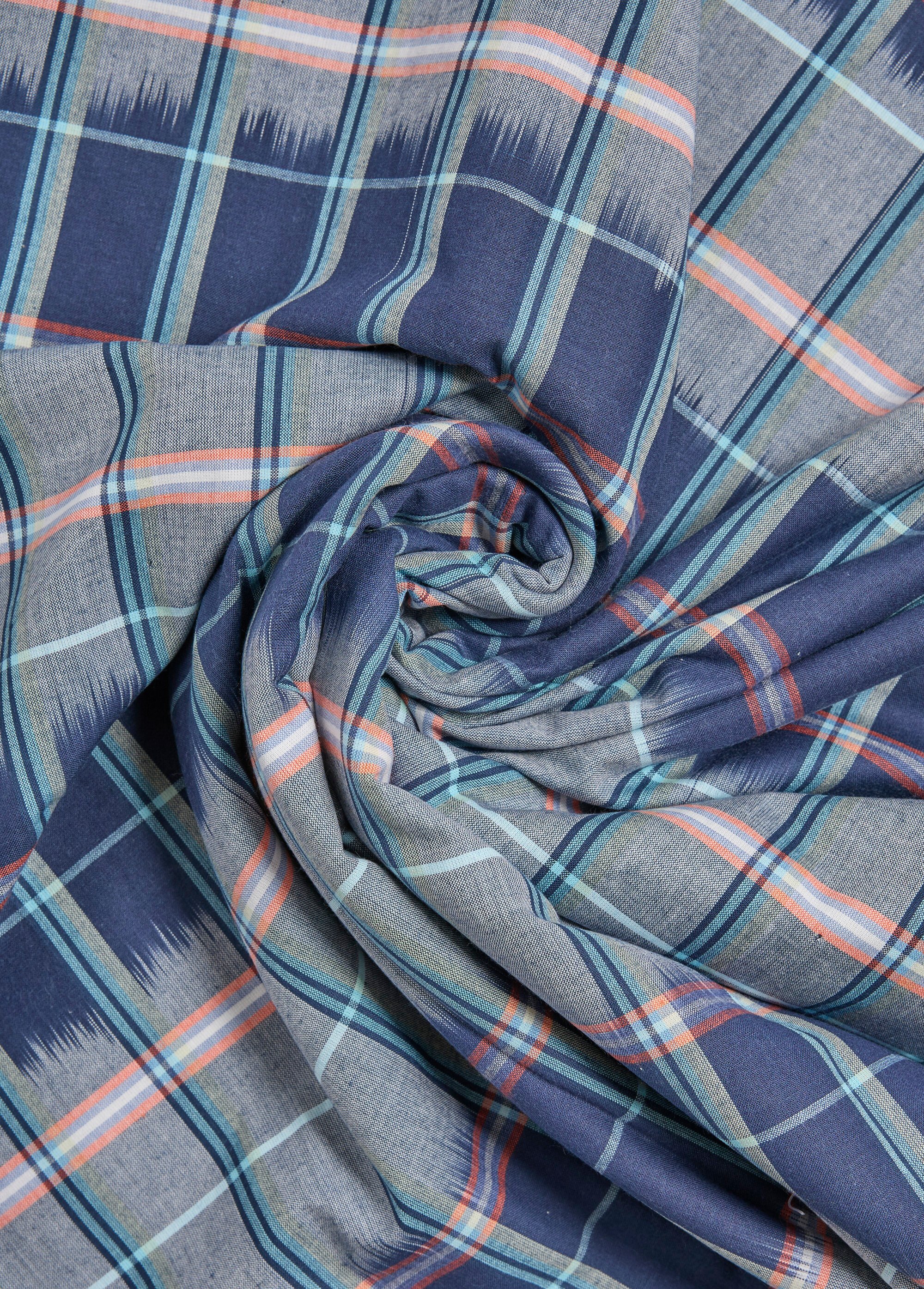 Coupon tissu carreaux fantaisie, Outremer