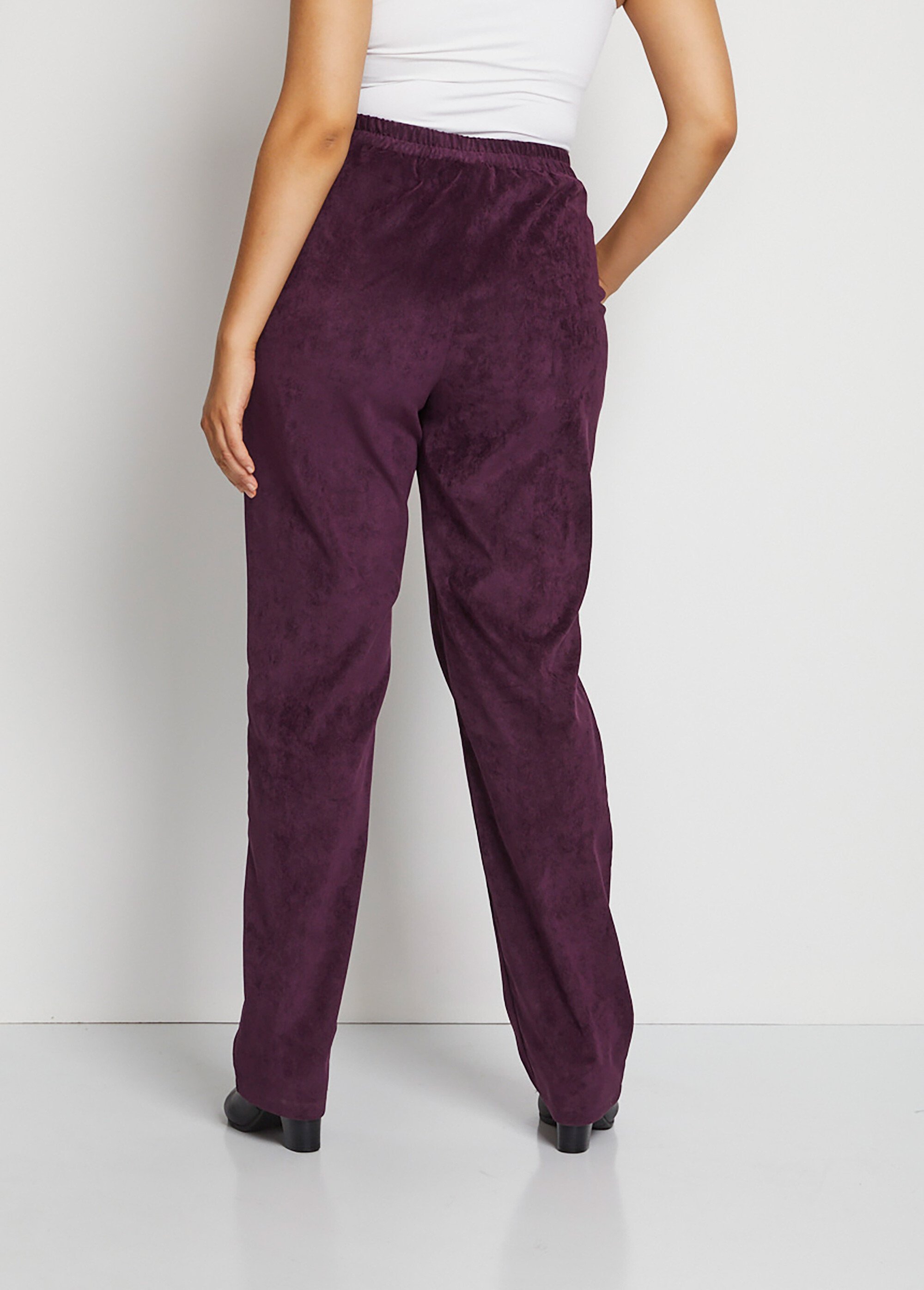 Pantalon droit taille élastiquée velours milleraies