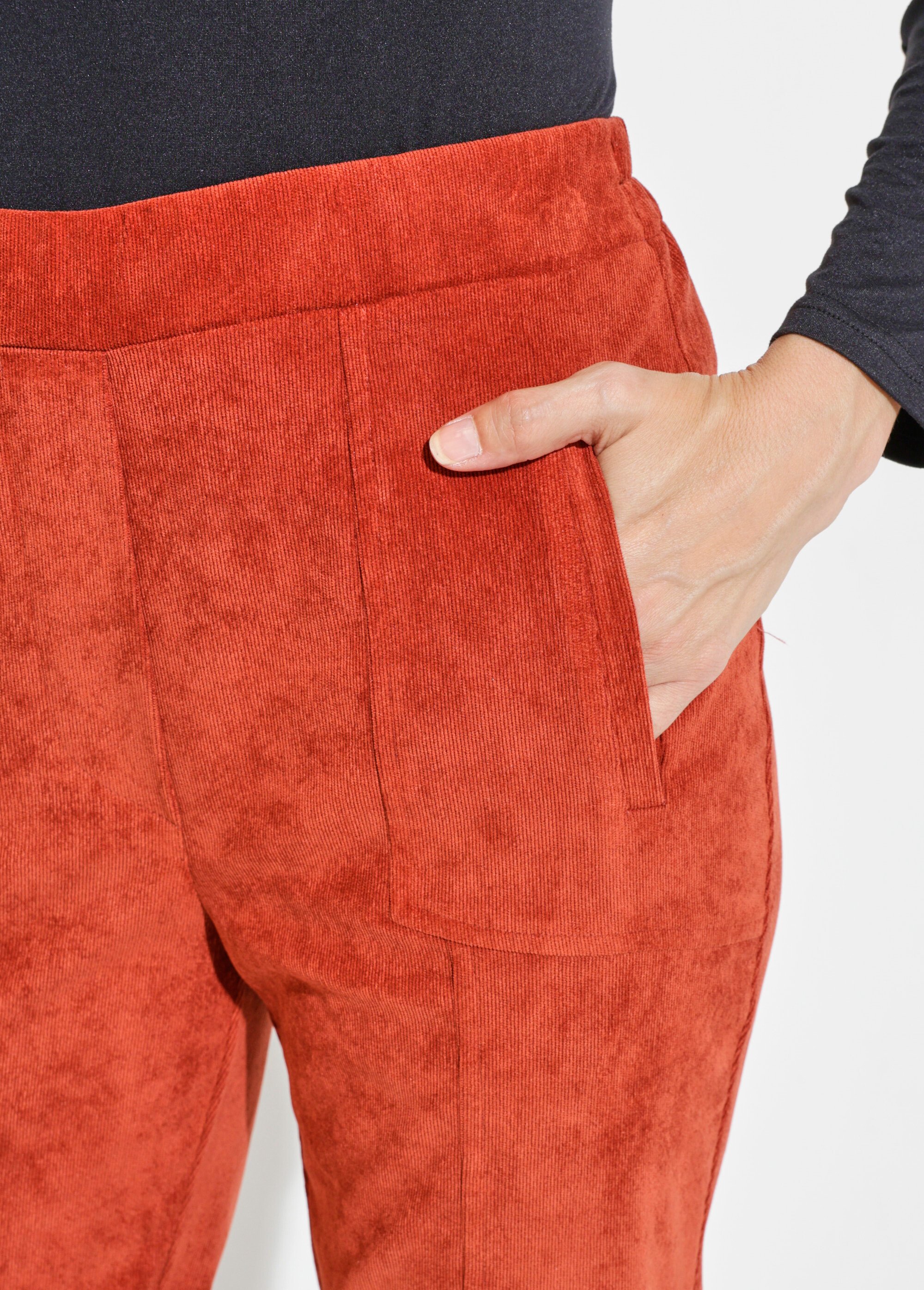 Pantalon droit taille élastiquée velours milleraies Femme Orange NAGEUR DE1