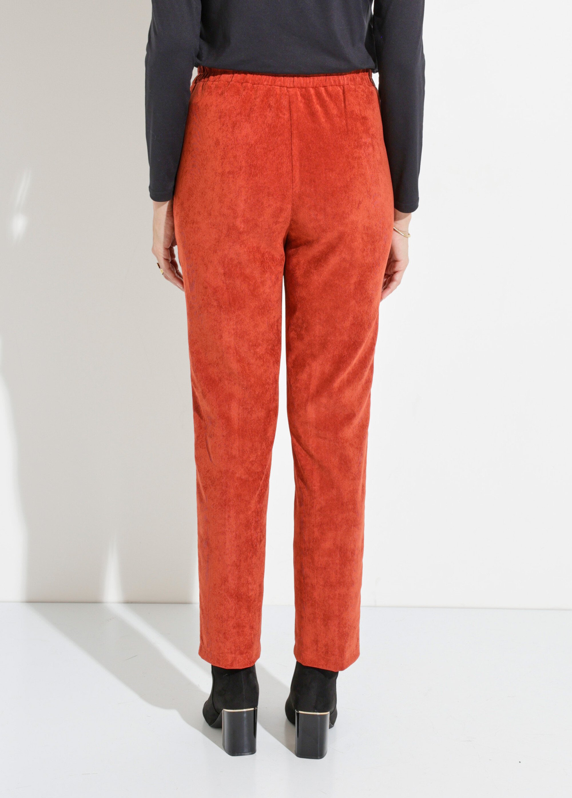 Pantalon droit taille élastiquée velours milleraies Femme Orange NAGEUR DO1