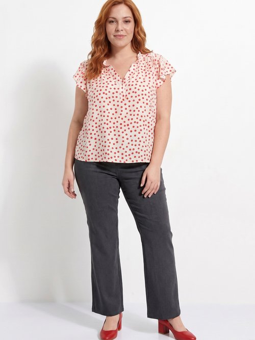 Pantalon large chiné taille élastiquée Femme Grande Taille Gris CHY-AB051-1 SI1