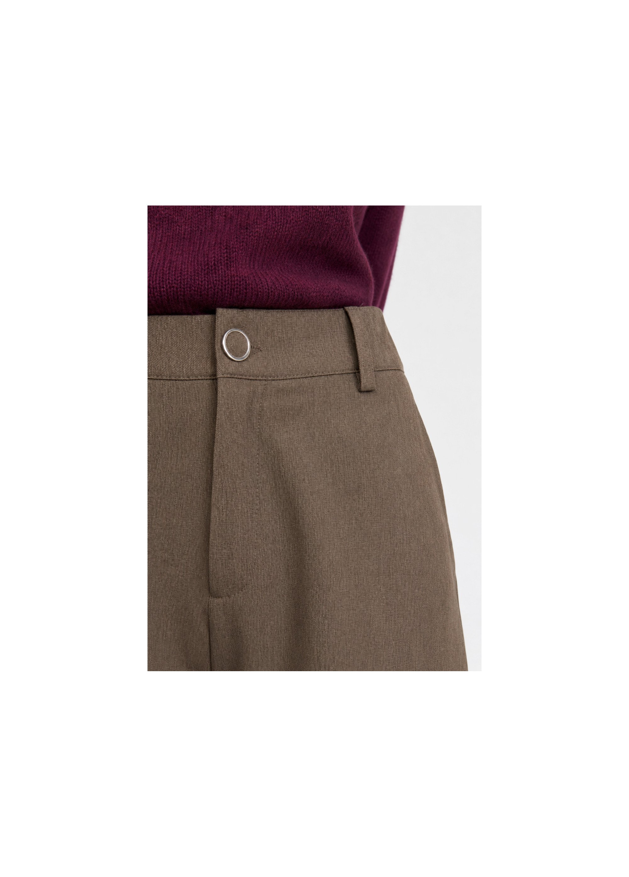 Pantalon large chiné taille élastiquée Femme Grande Taille Marron CHY-AB051-1 DE1