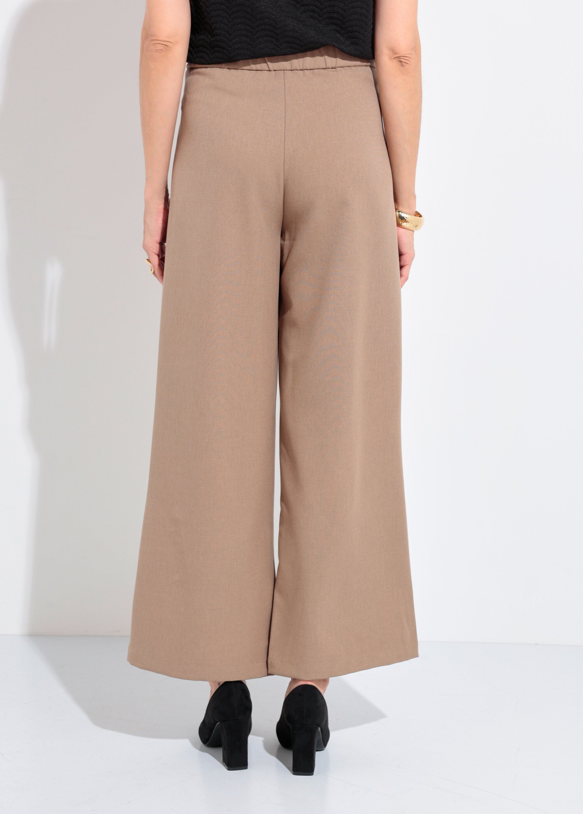 Pantalon tailleur fluide élastiqué Femme Beige JB-A7147 DO1