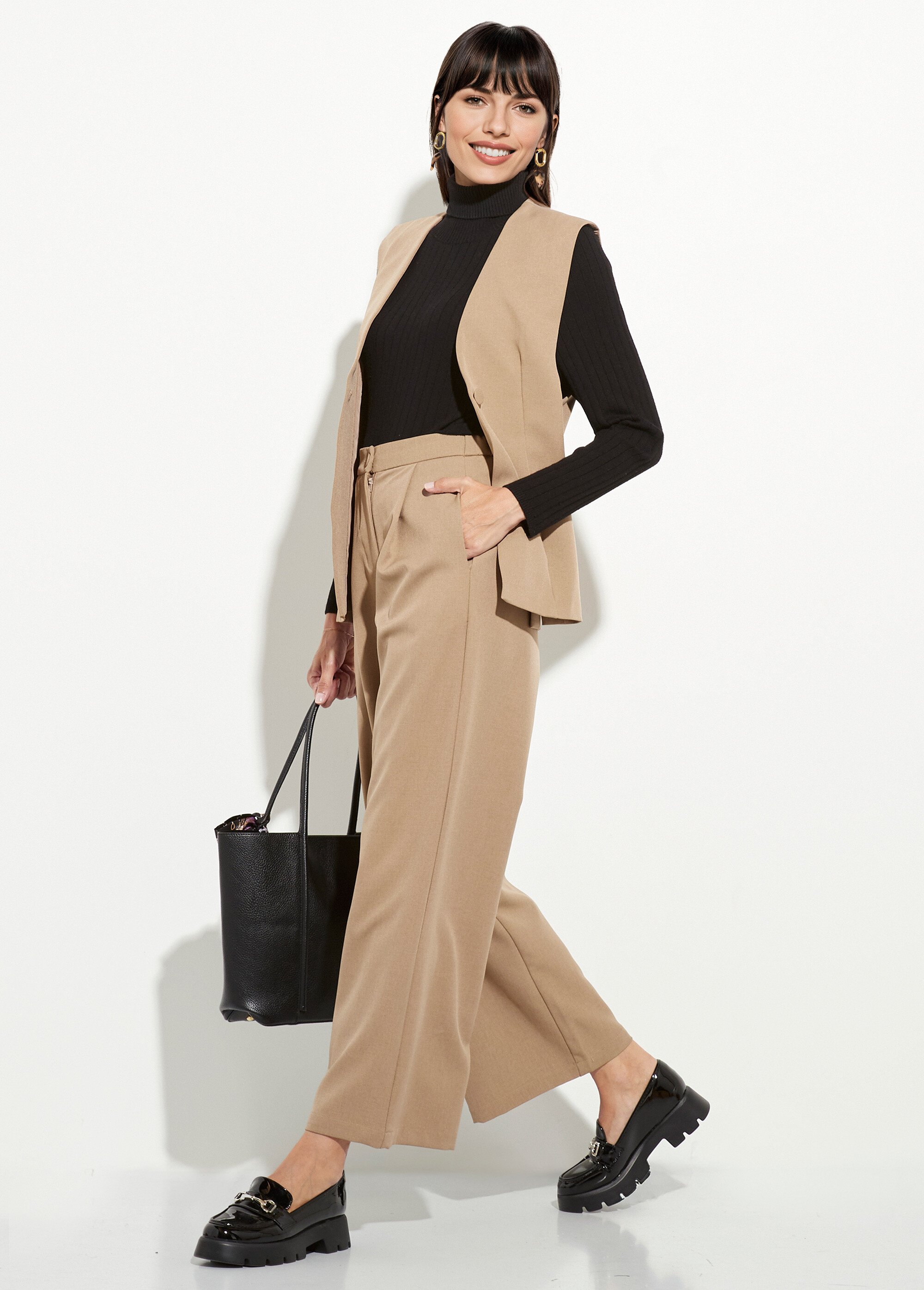 Pantalon tailleur fluide élastiqué