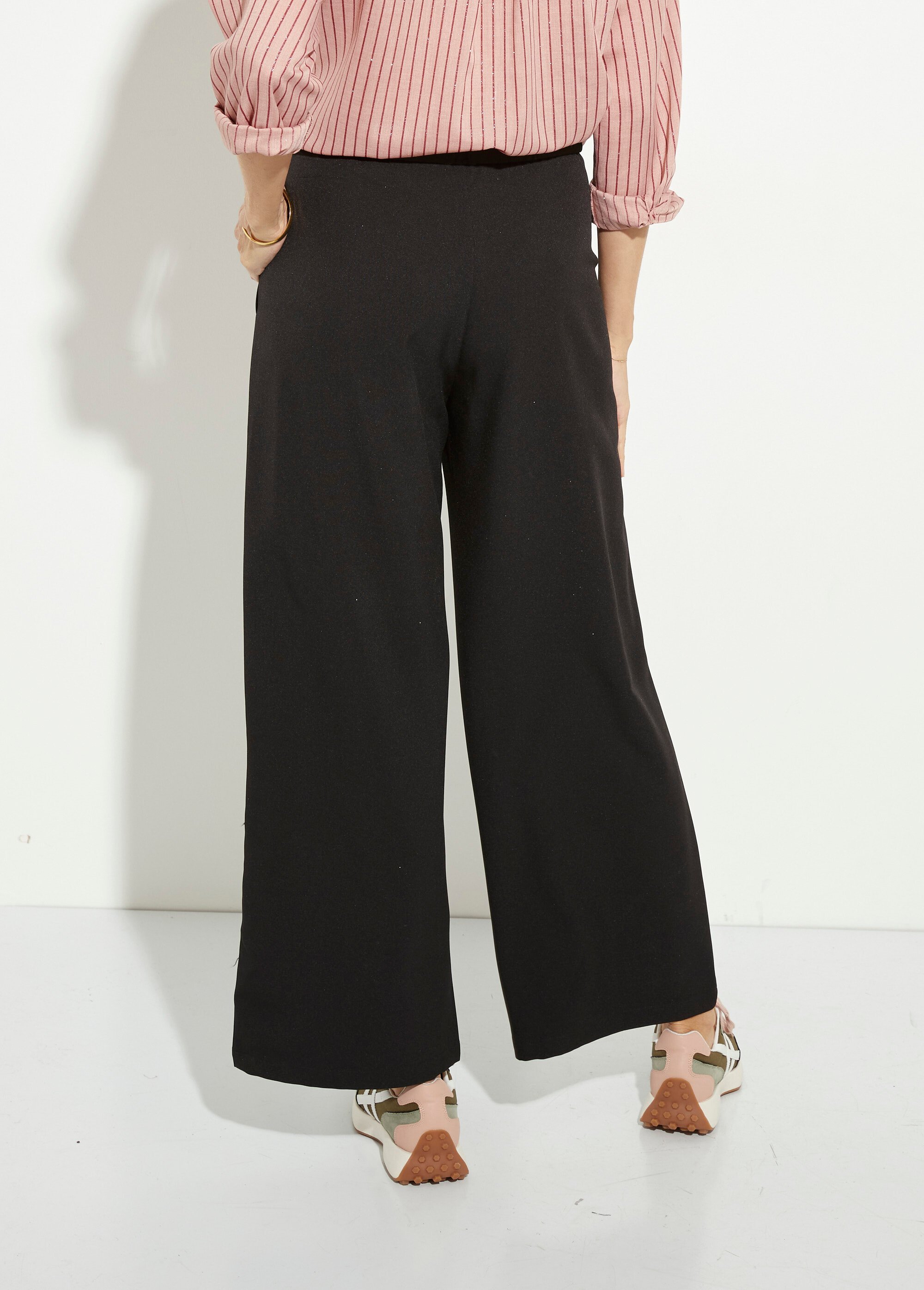 Pantalon tailleur fluide élastiqué Femme Noir JB-A7147 DO1