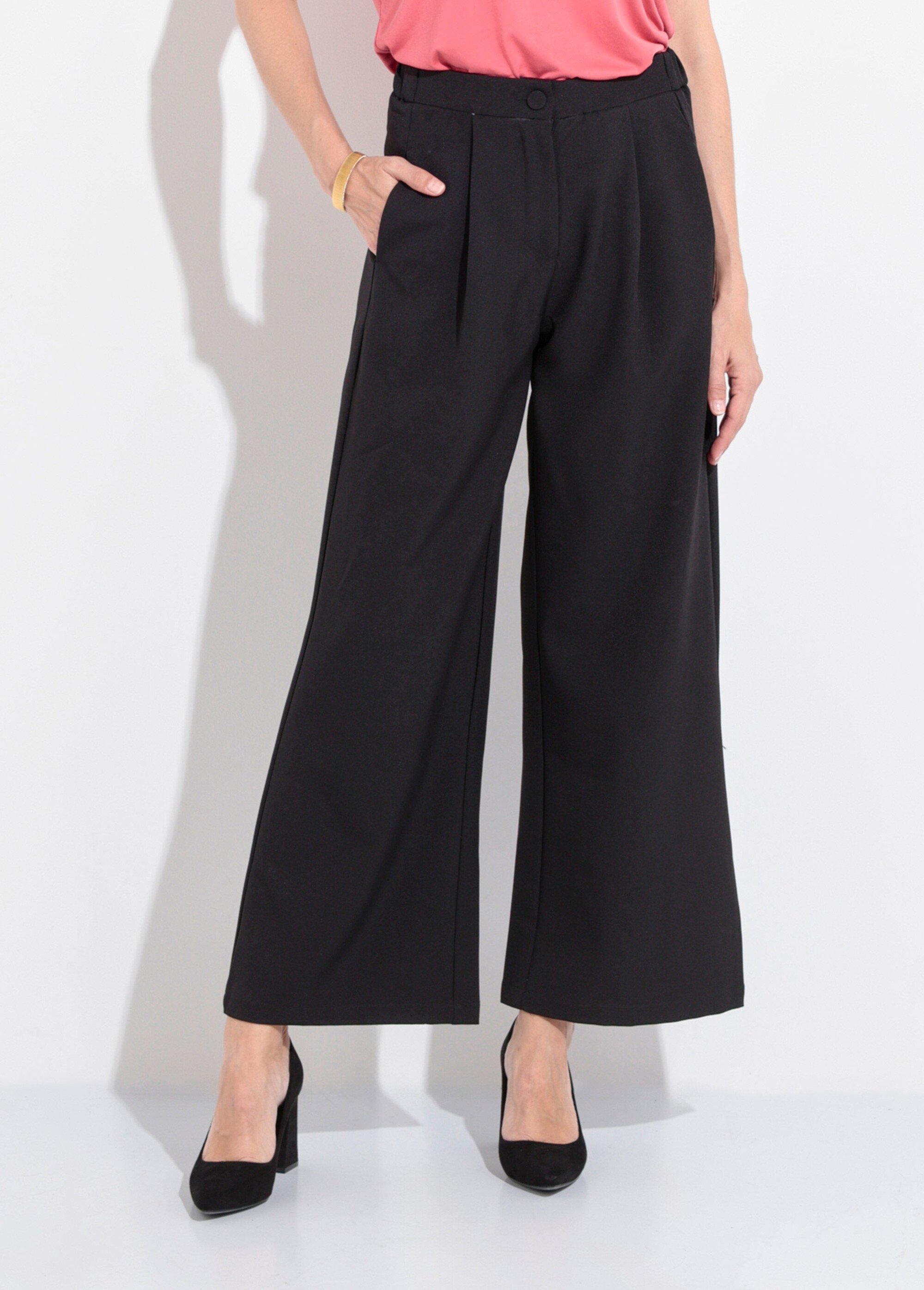 Pantalon tailleur fluide élastiqué Femme Noir JB-A7147 FA1