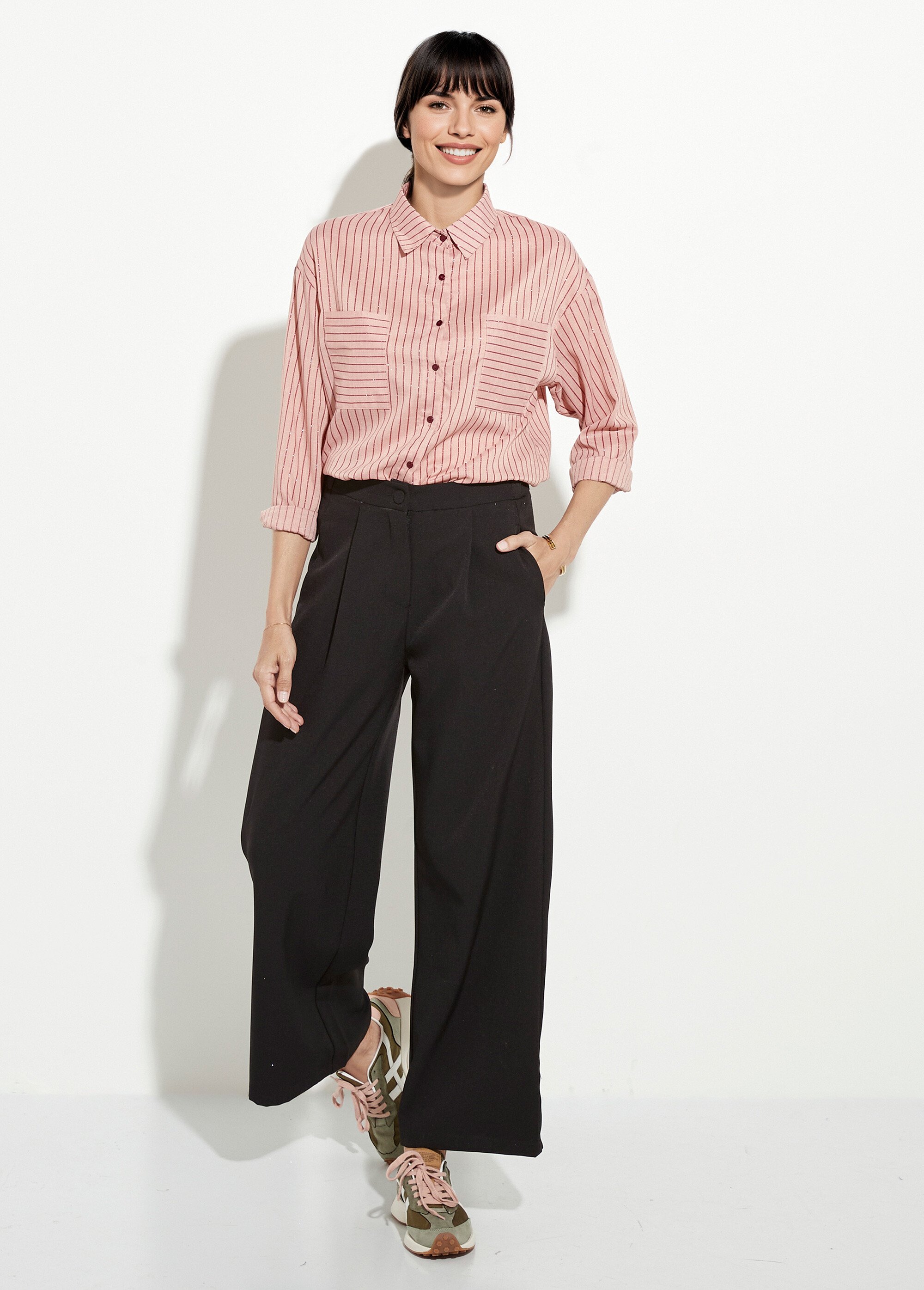 Pantalon tailleur fluide élastiqué Femme Noir JB-A7147 SF1