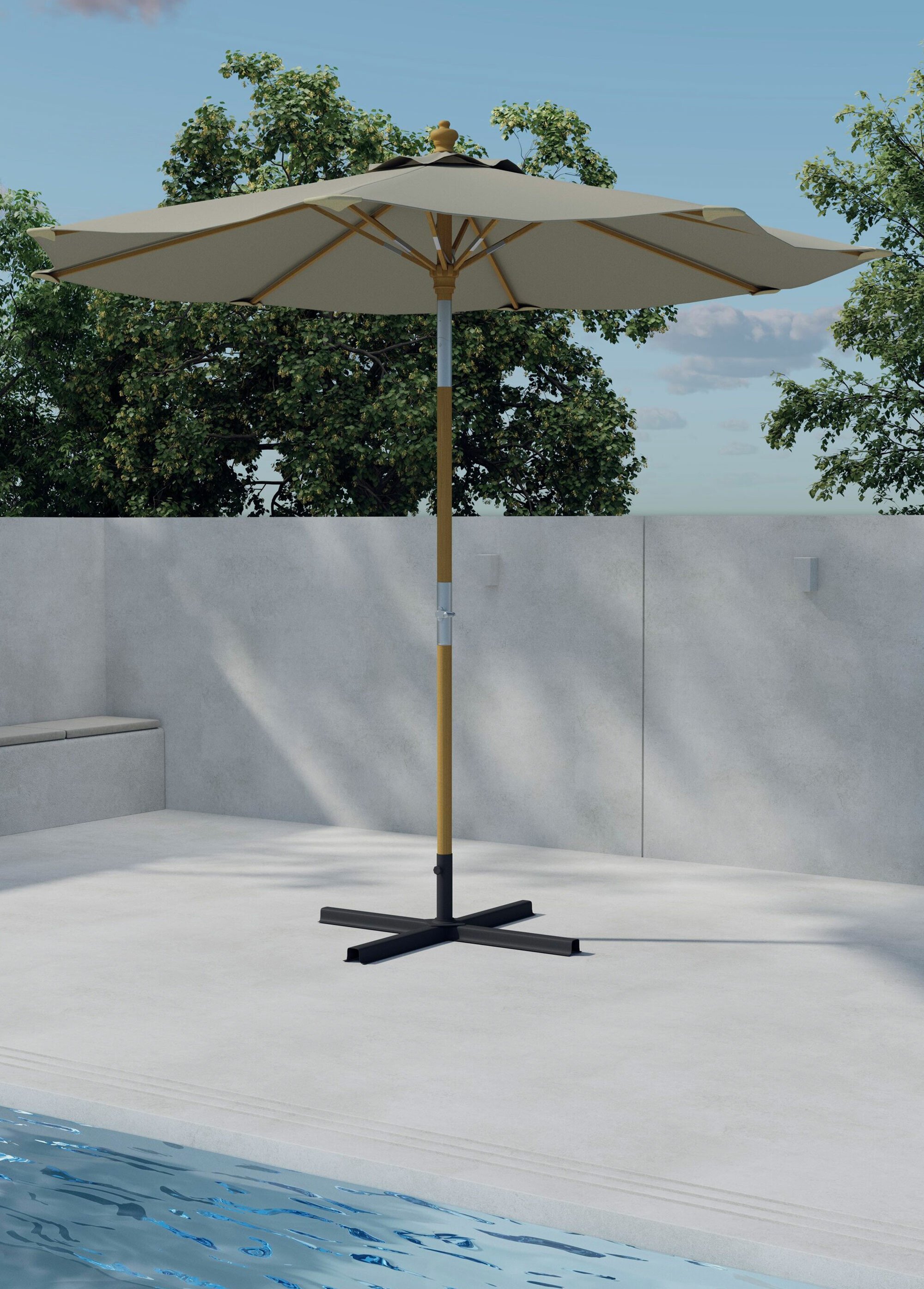 Parasol bambou et alu diam. 2,7 mètres BEIGE VEN-2092-222 SI1