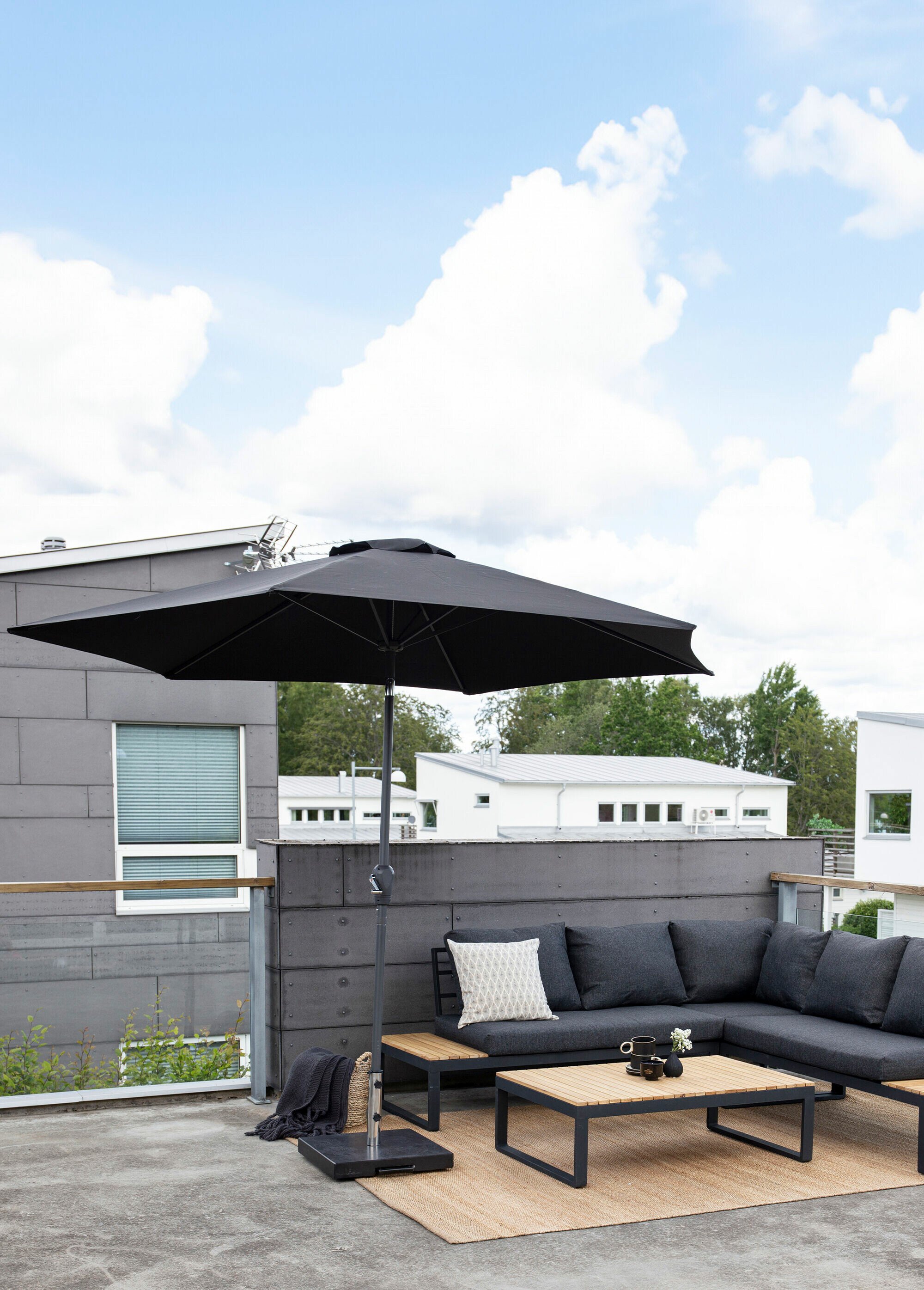 Parasol rond alu à manivelle, diam. 3m NOIR VEN-1133-333 SI1