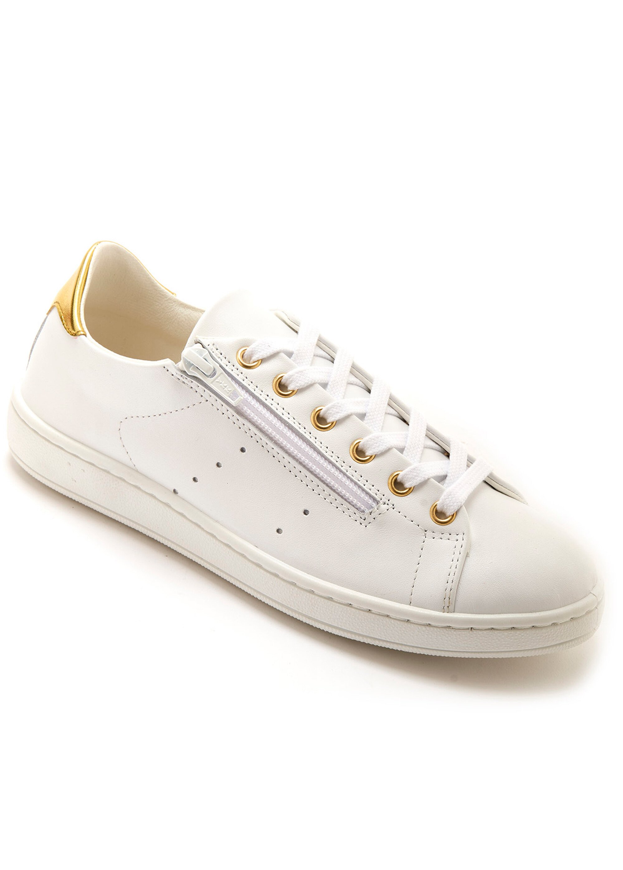 Baskets blanches cuir largeur confort