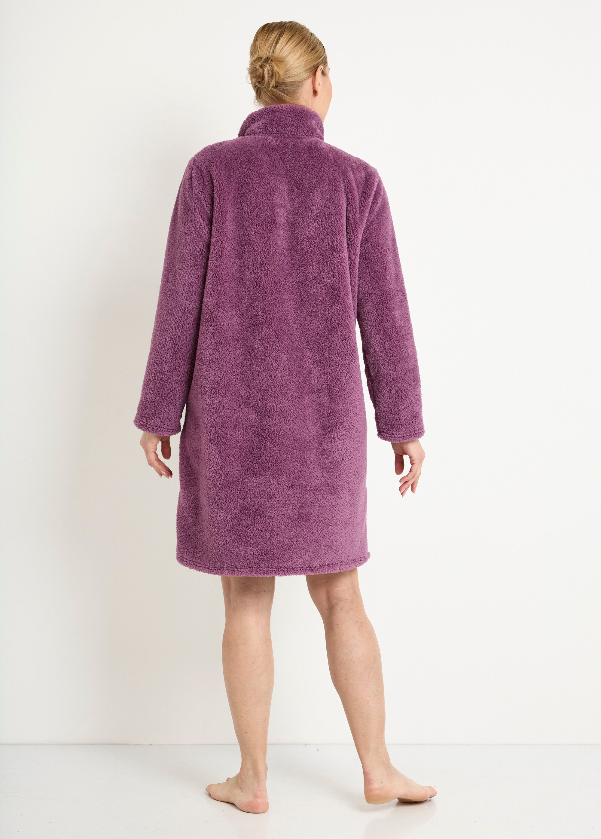 Peignoir court zippé col montant maille peluche Femme Violet SEPTUOR DO1