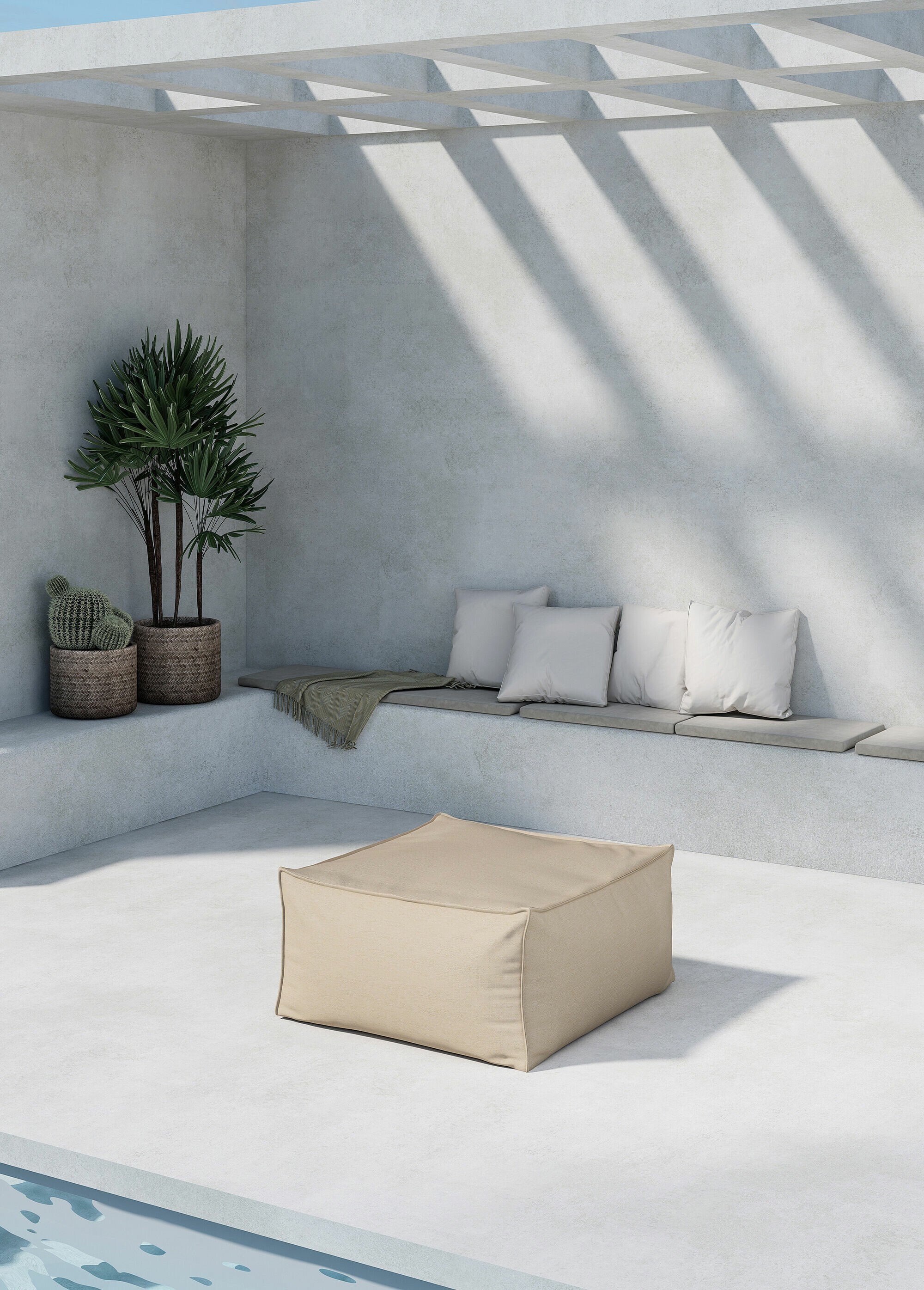 Pouf lounge XXL en tissu anti UV BEIGE VEN-9783-666 SI1