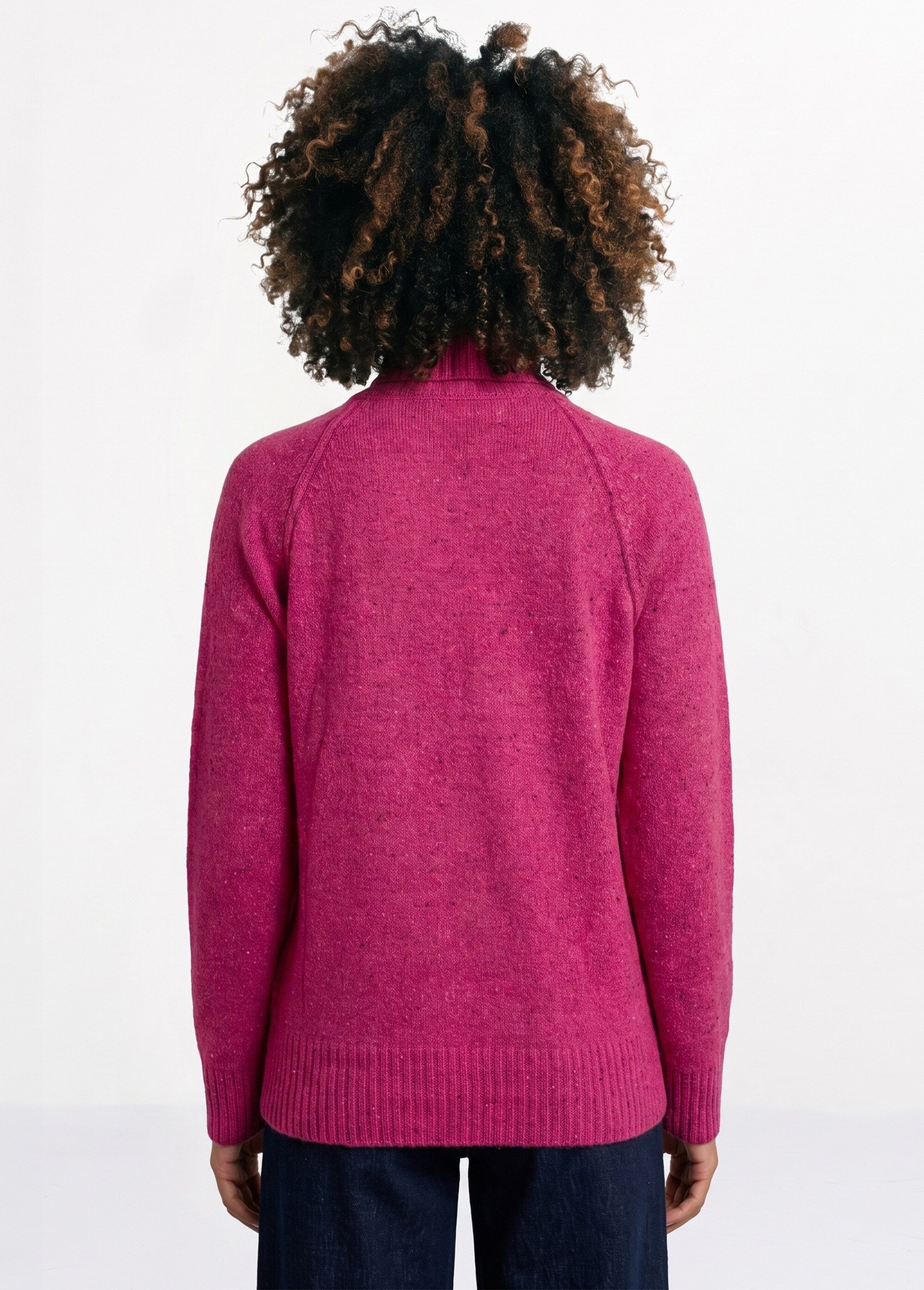 Pull chaud raglan col montant moucheté