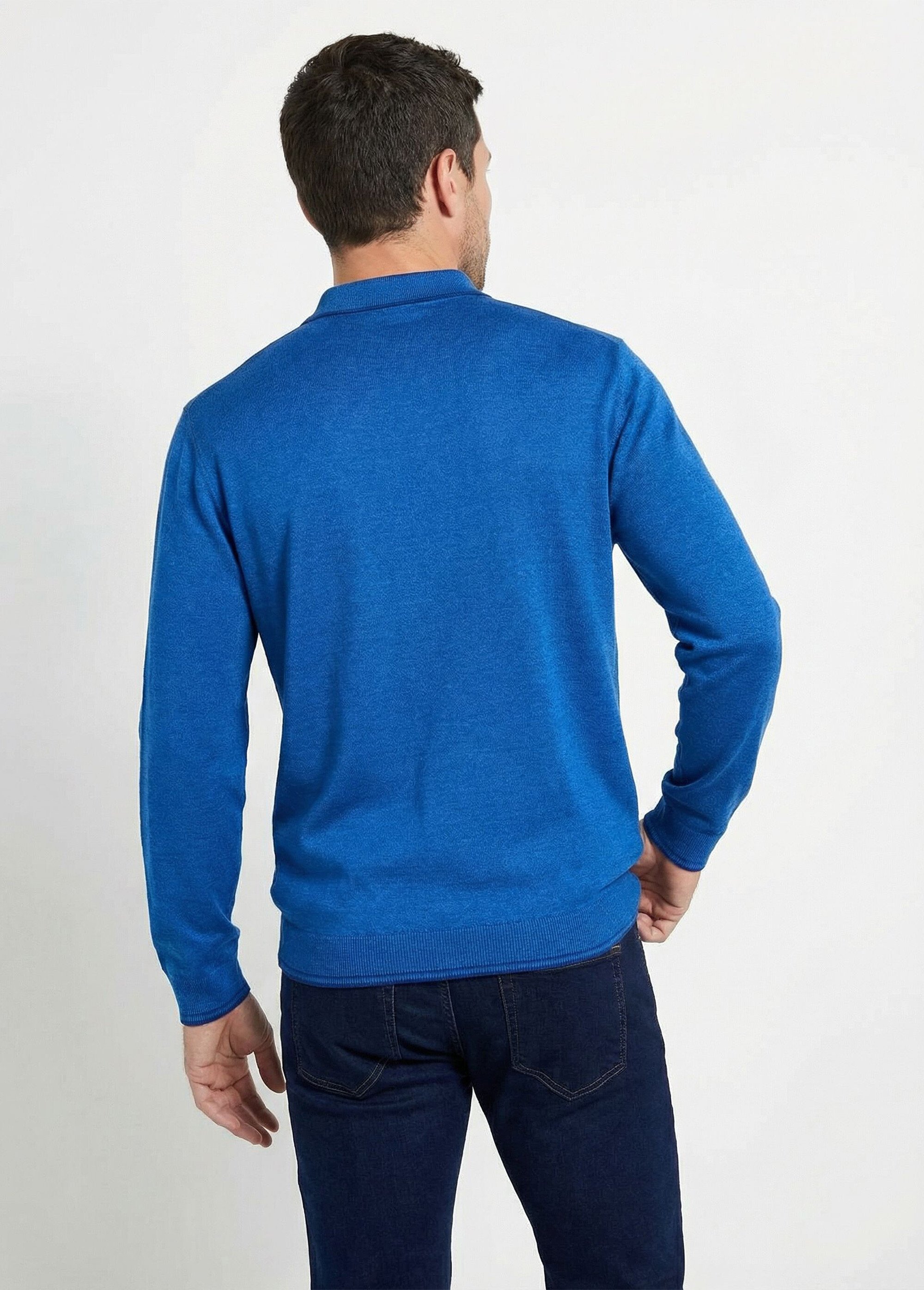 Pull col polo zippé manches longues Homme BLEU ENCRE FALCO DO1