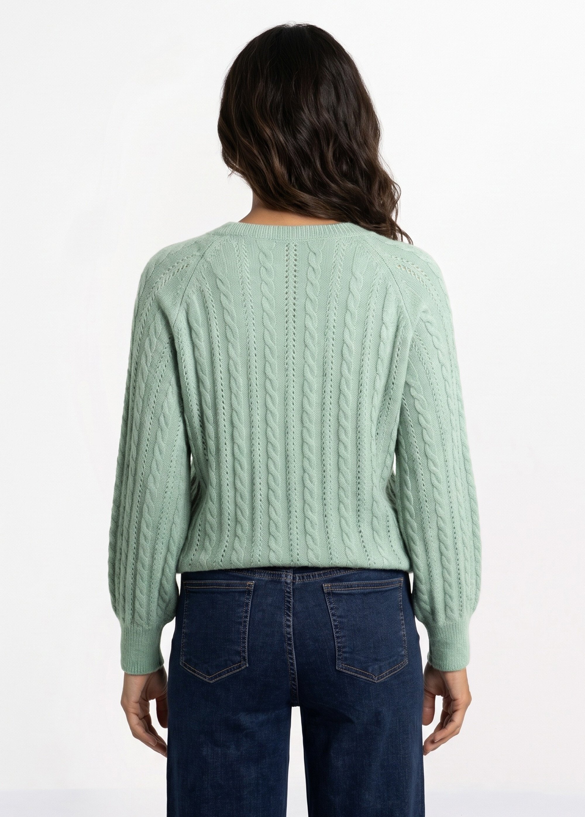 Pull doux maille irisée torsadée ajourée laine