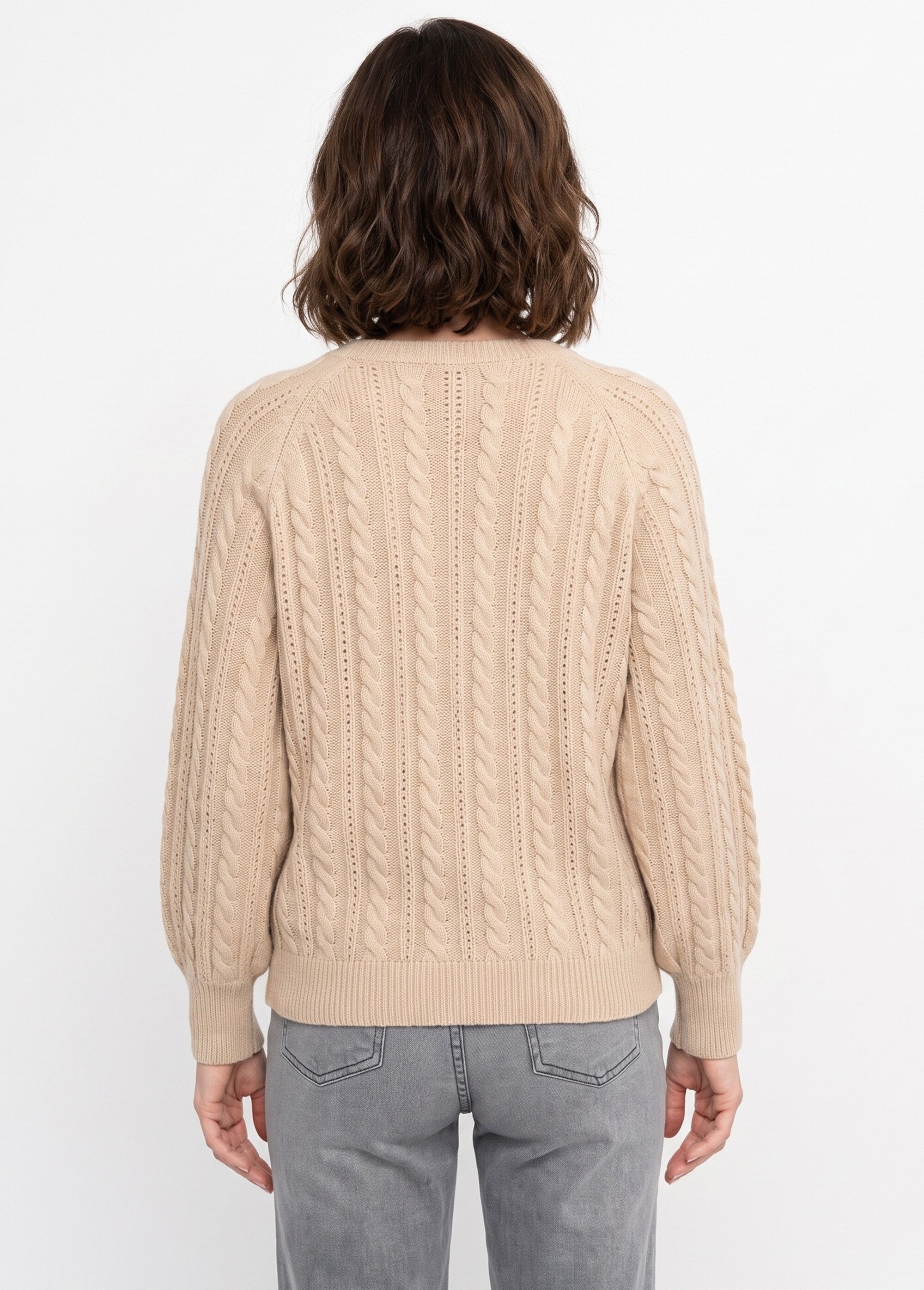 Pull doux maille irisée torsadée ajourée laine