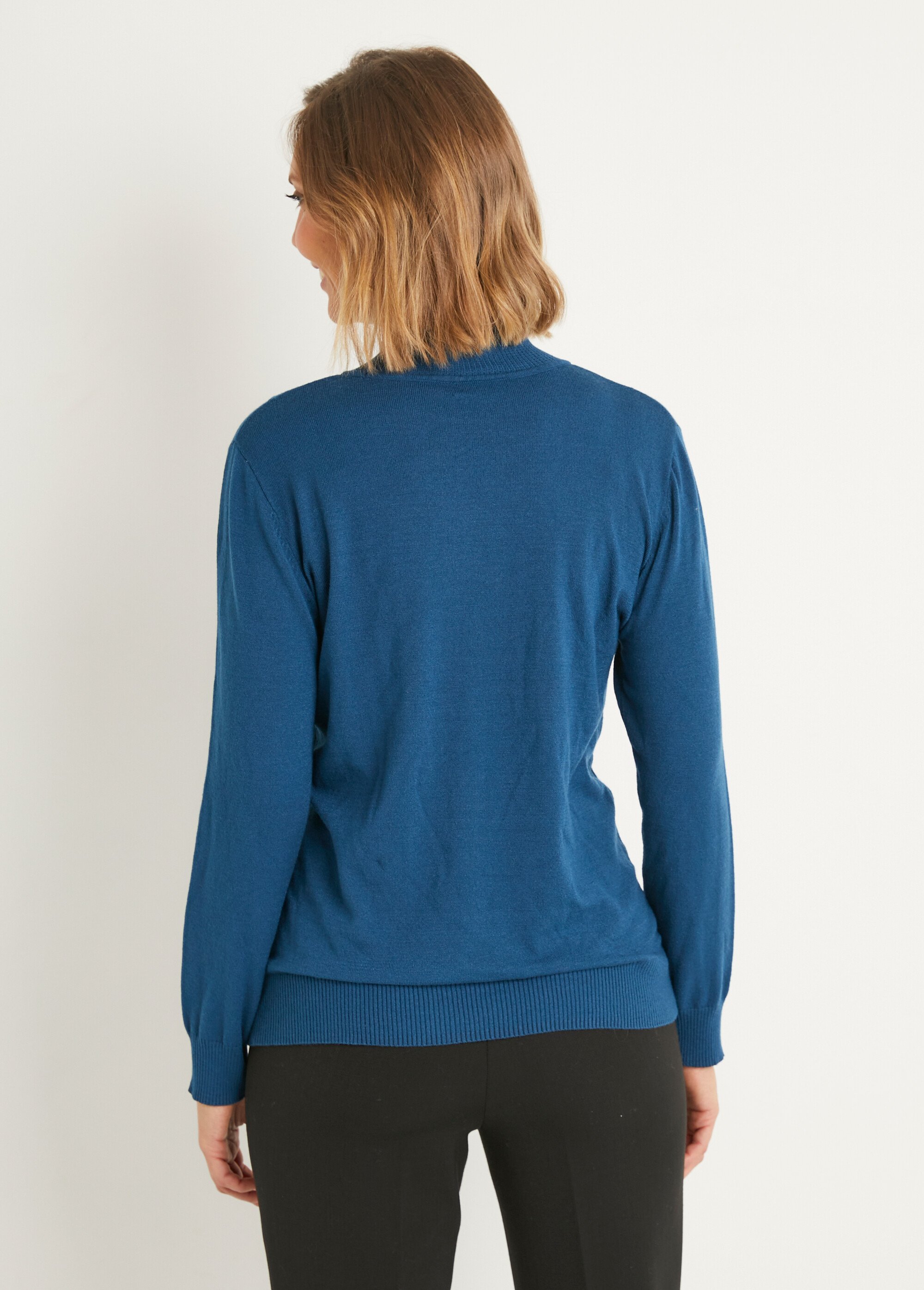 Pull tricoté bleu clair mélangé 100 % coton côtelé Harrow