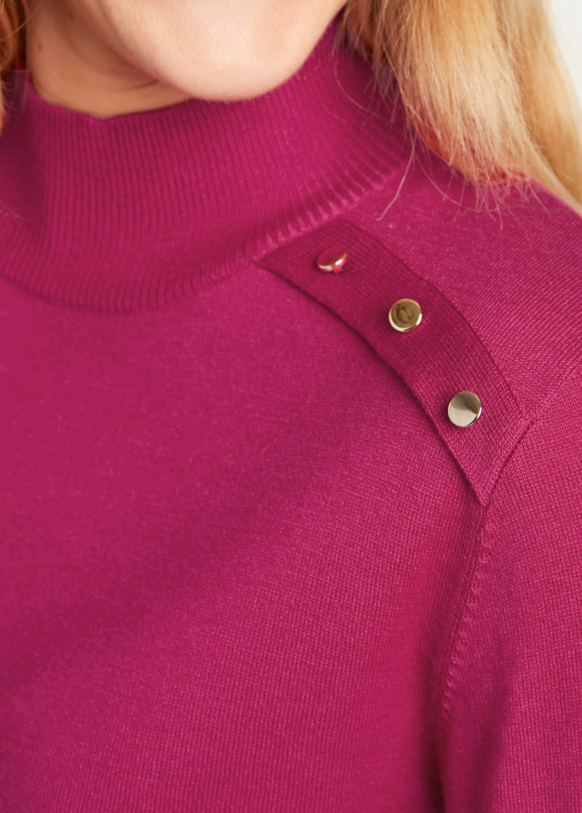 Pull fin col montant jersey uni avec laine mérinos