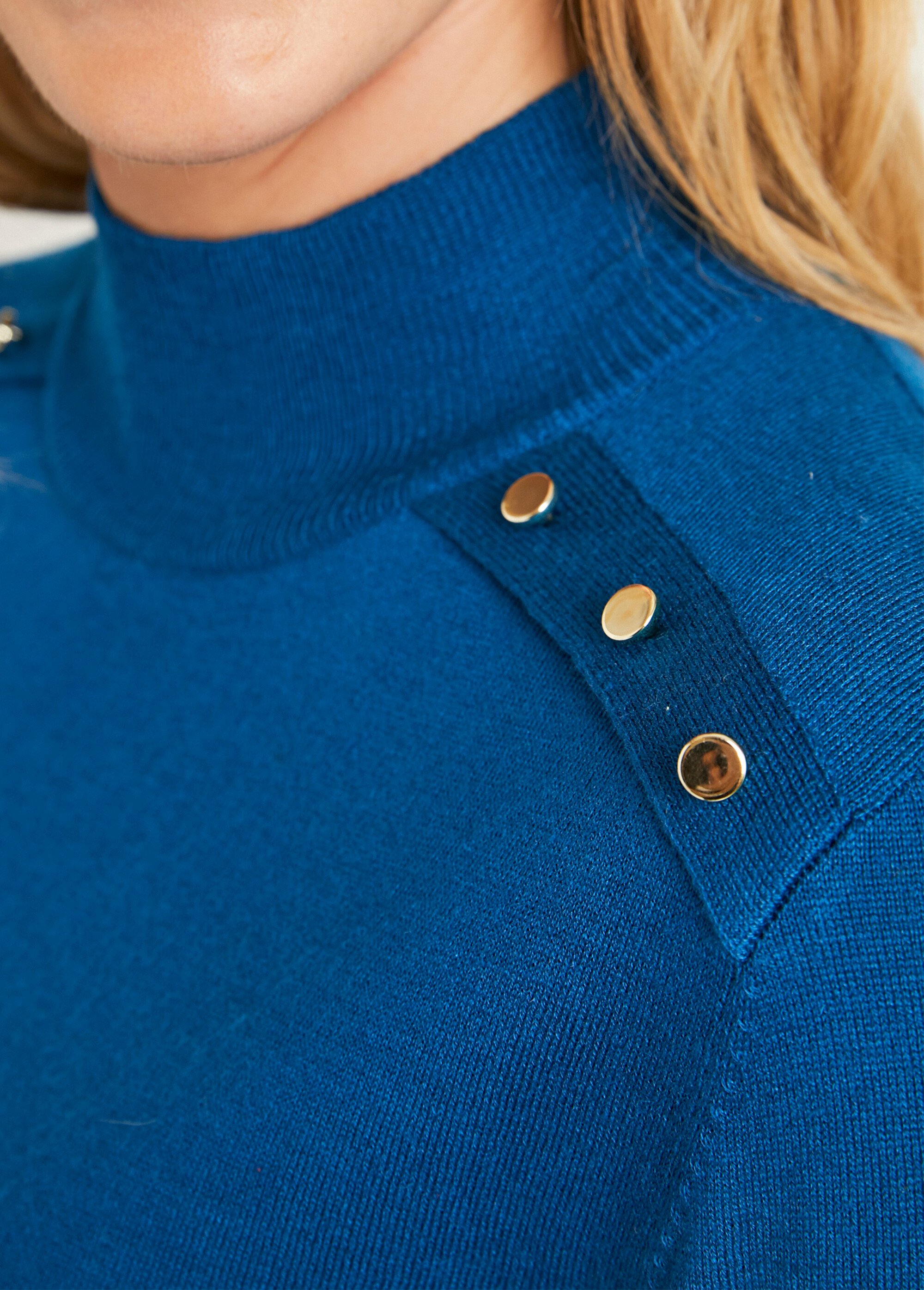 Pull fin col montant jersey uni avec laine mérinos