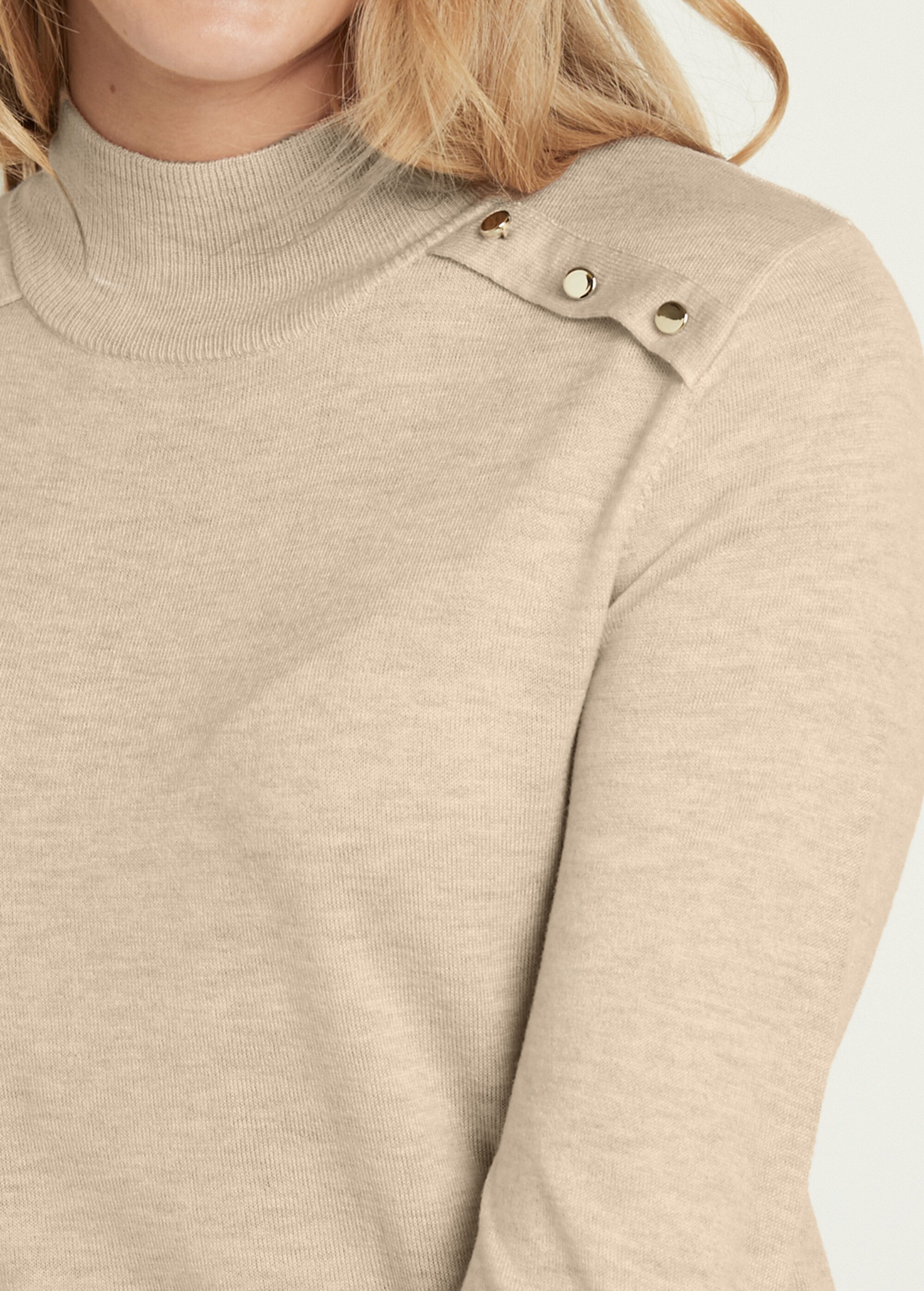 Pull fin col montant jersey uni avec laine mérinos