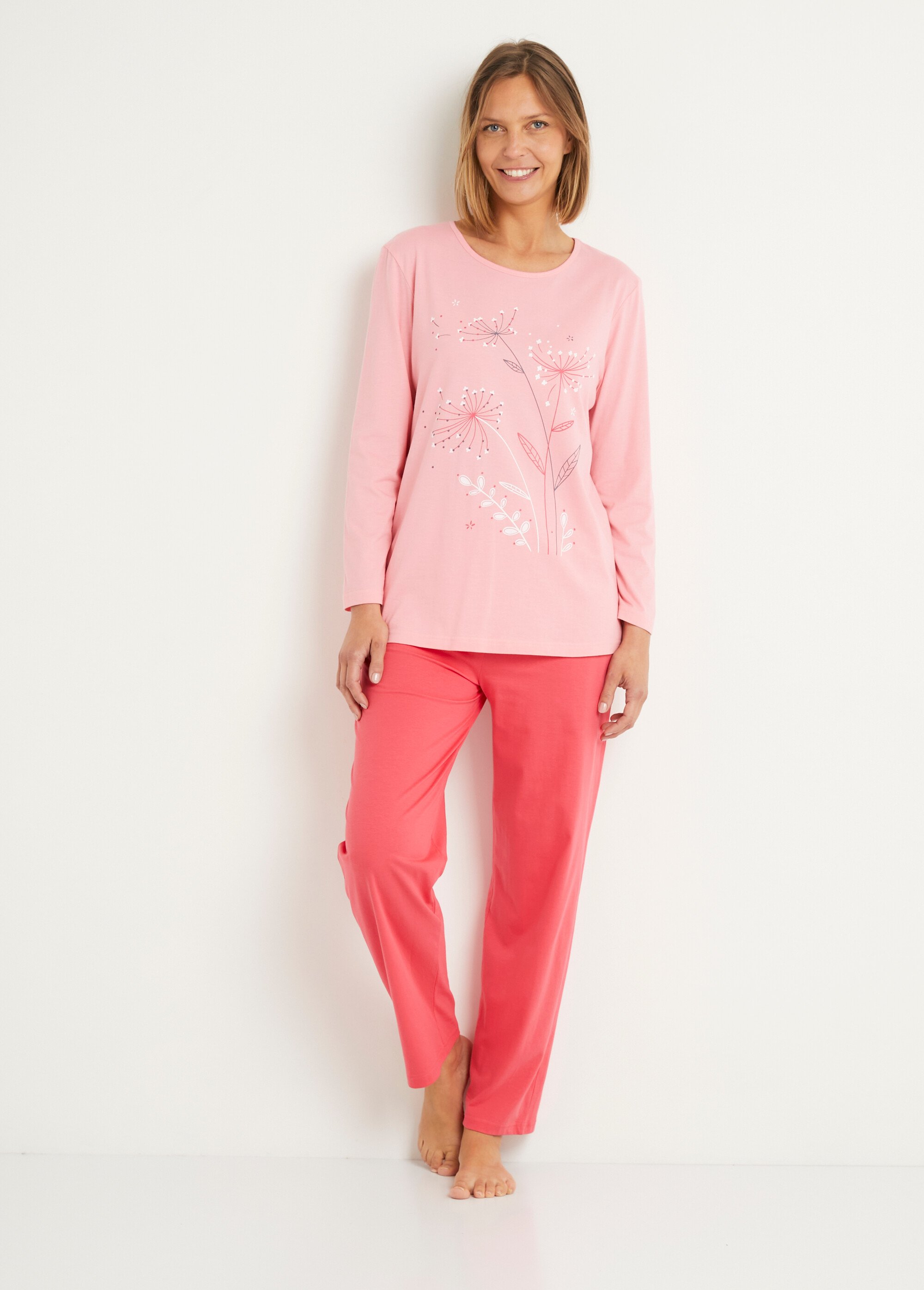 Pyjama taille élastiquée coton uni - lot de 2 Femme Bleu SPIREE FA2