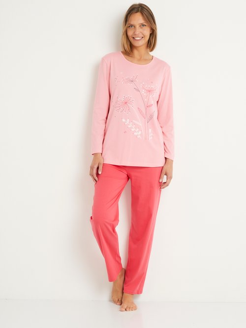 Pyjama taille élastiquée coton uni - lot de 2 Femme Bleu SPIREE FA2