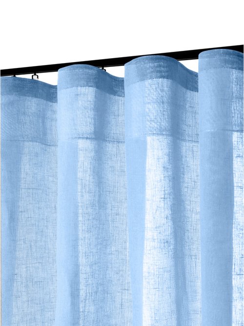 Rideau aspect naturel pour rail ou tringle Bleu HOM-BRUT DE4