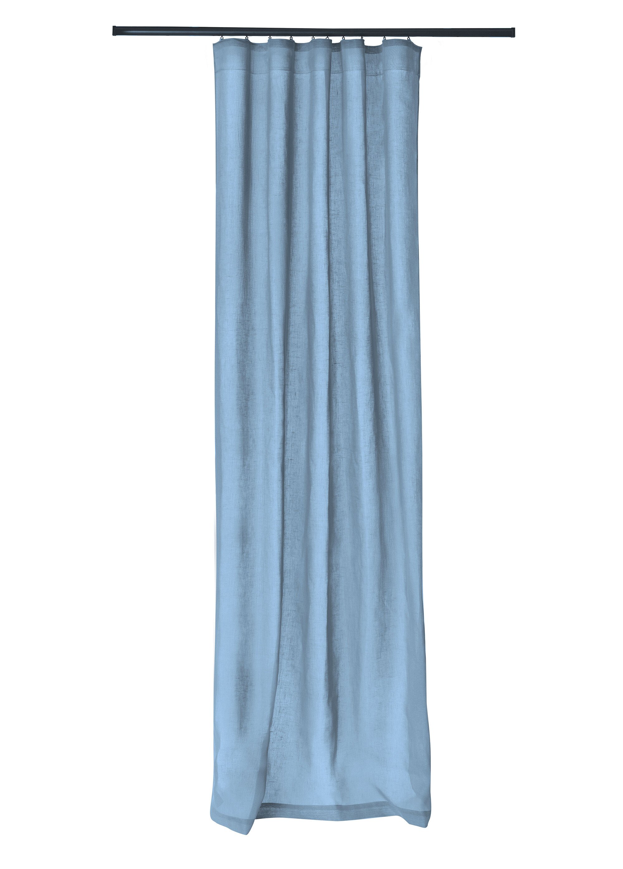 Rideau aspect naturel pour rail ou tringle Bleu HOM-BRUT FA2