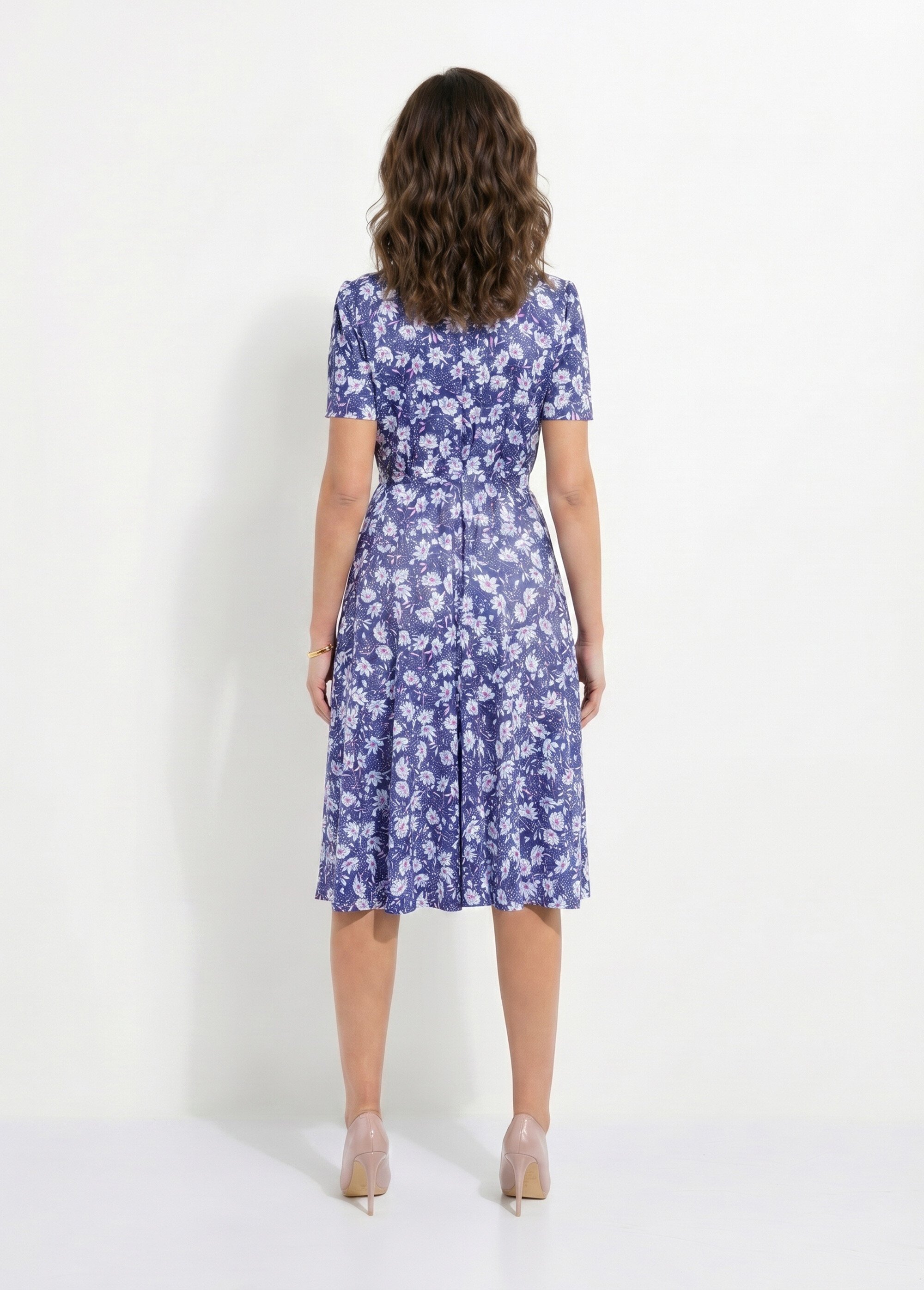 Robe évasée cache-coeur fleurie Femme Bleu ECORCE DO1