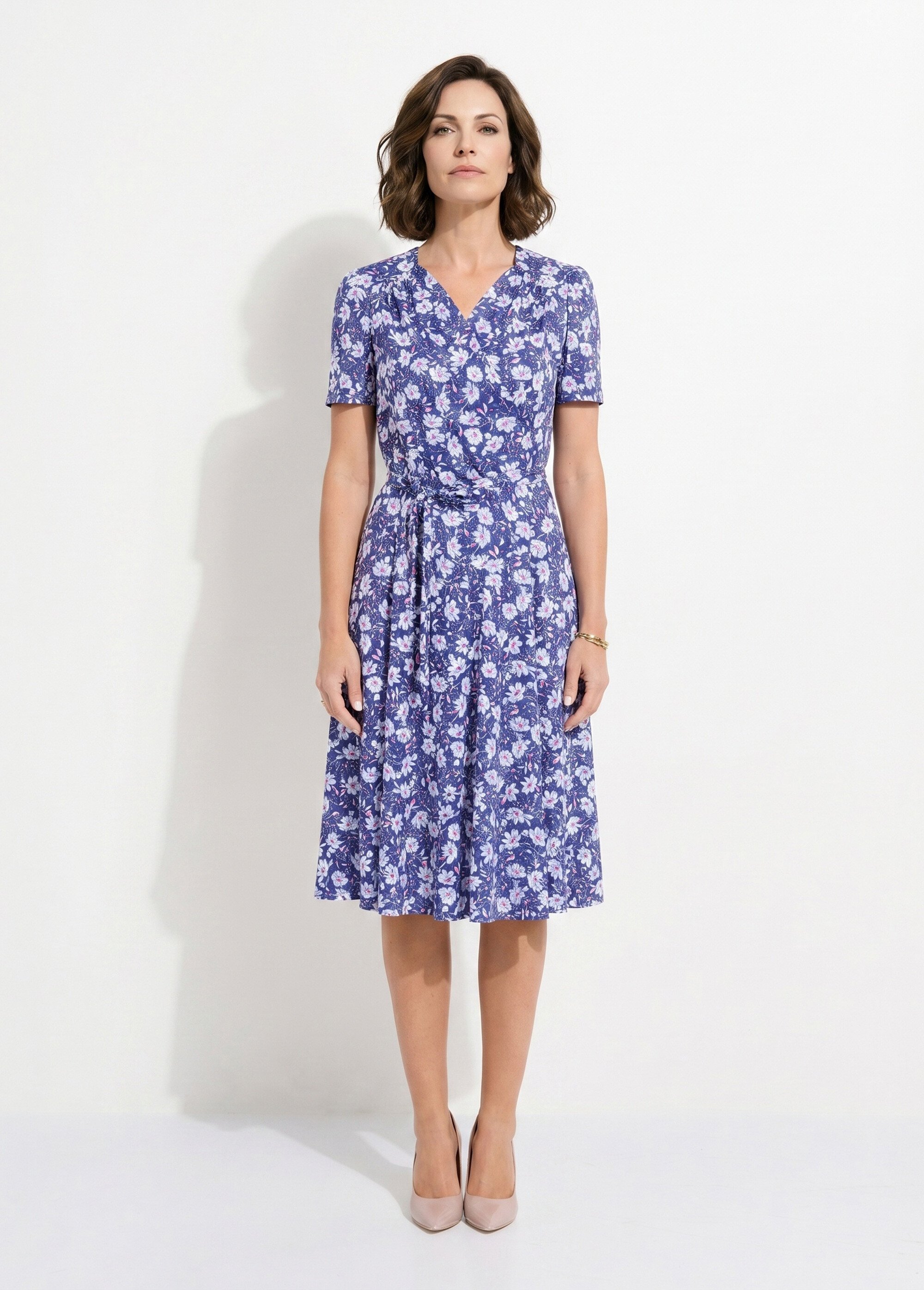 Robe évasée cache-coeur fleurie Femme Bleu ECORCE FA1