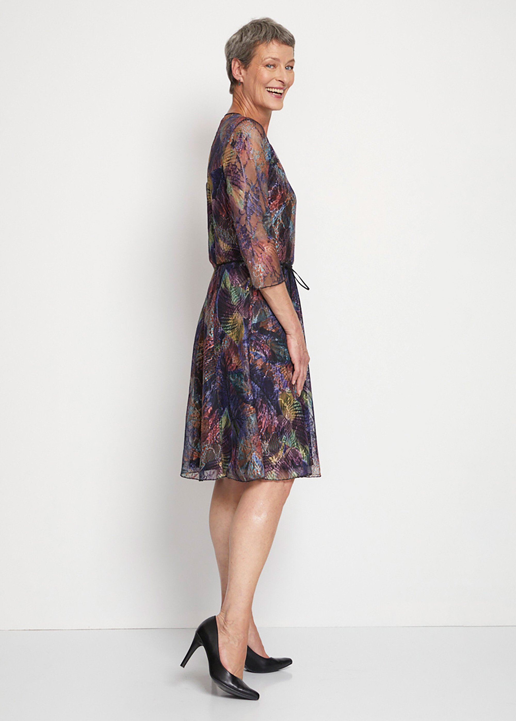 Robe maille dentelle imprimée Femme Violet HYPOTHESE DR1