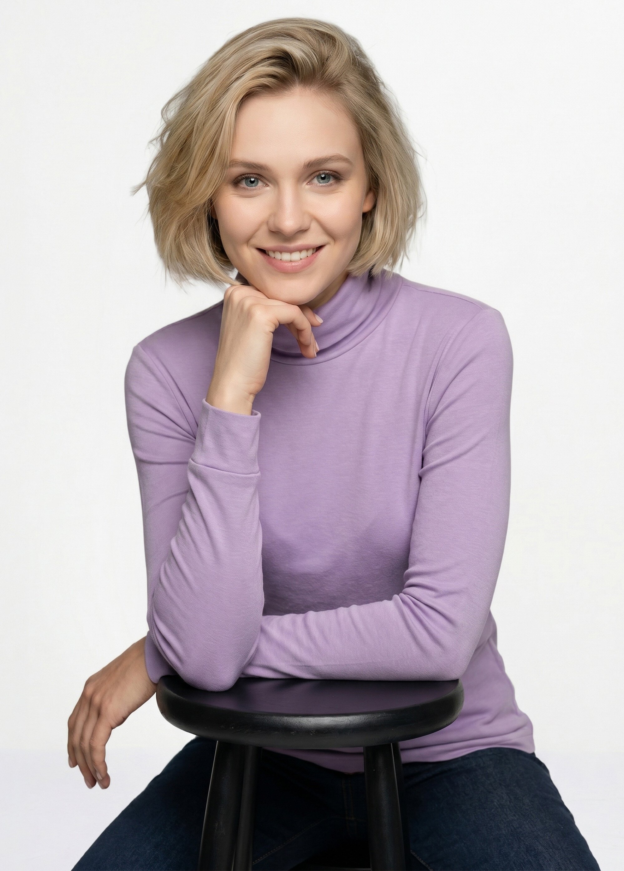 Sous-pull chaud col roulé maille interlock unie Femme Violet PULLY MV1