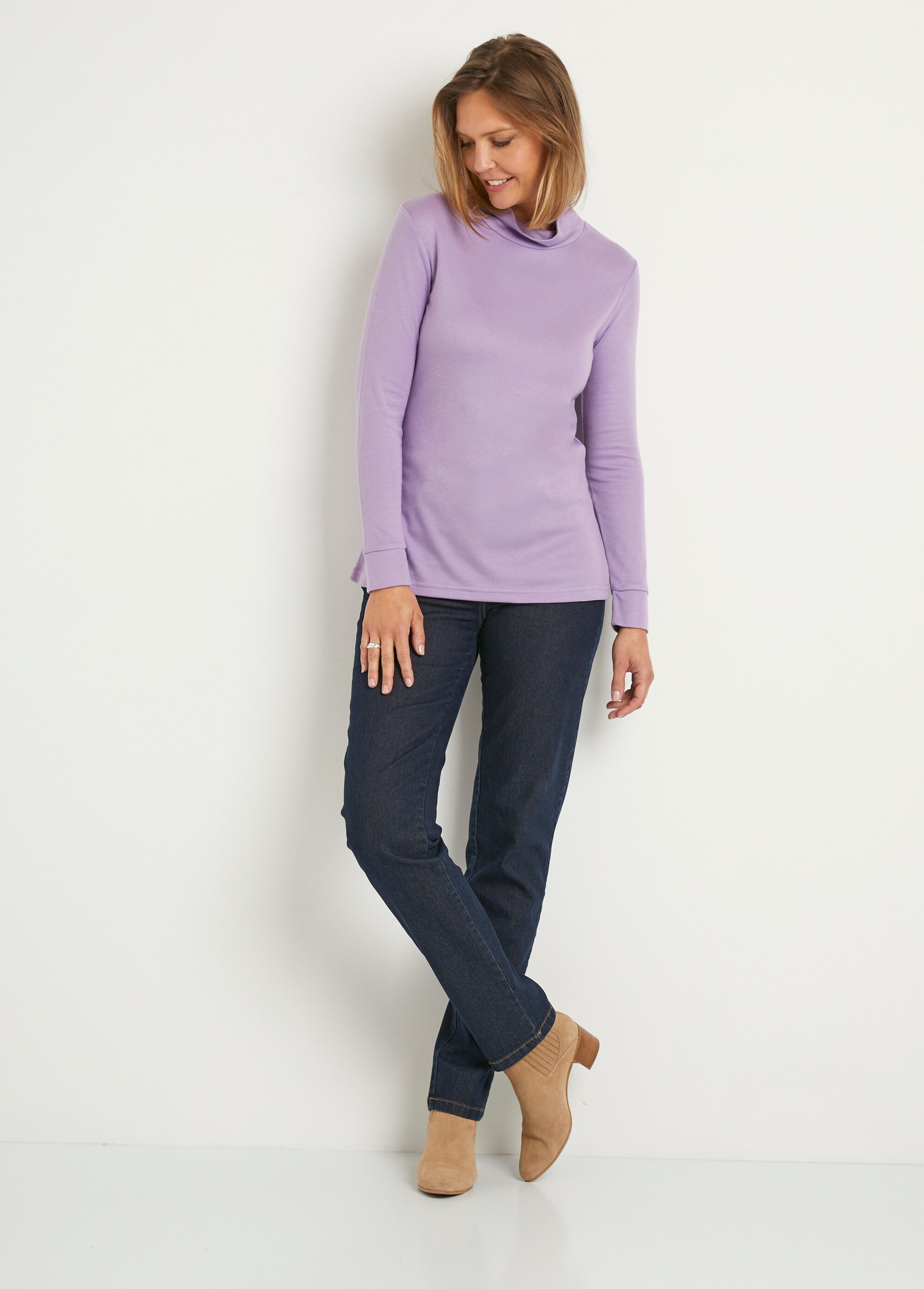 Knit Fabric Afibel Sous Pull Femme Ensemble Sous Pull Jersey Et