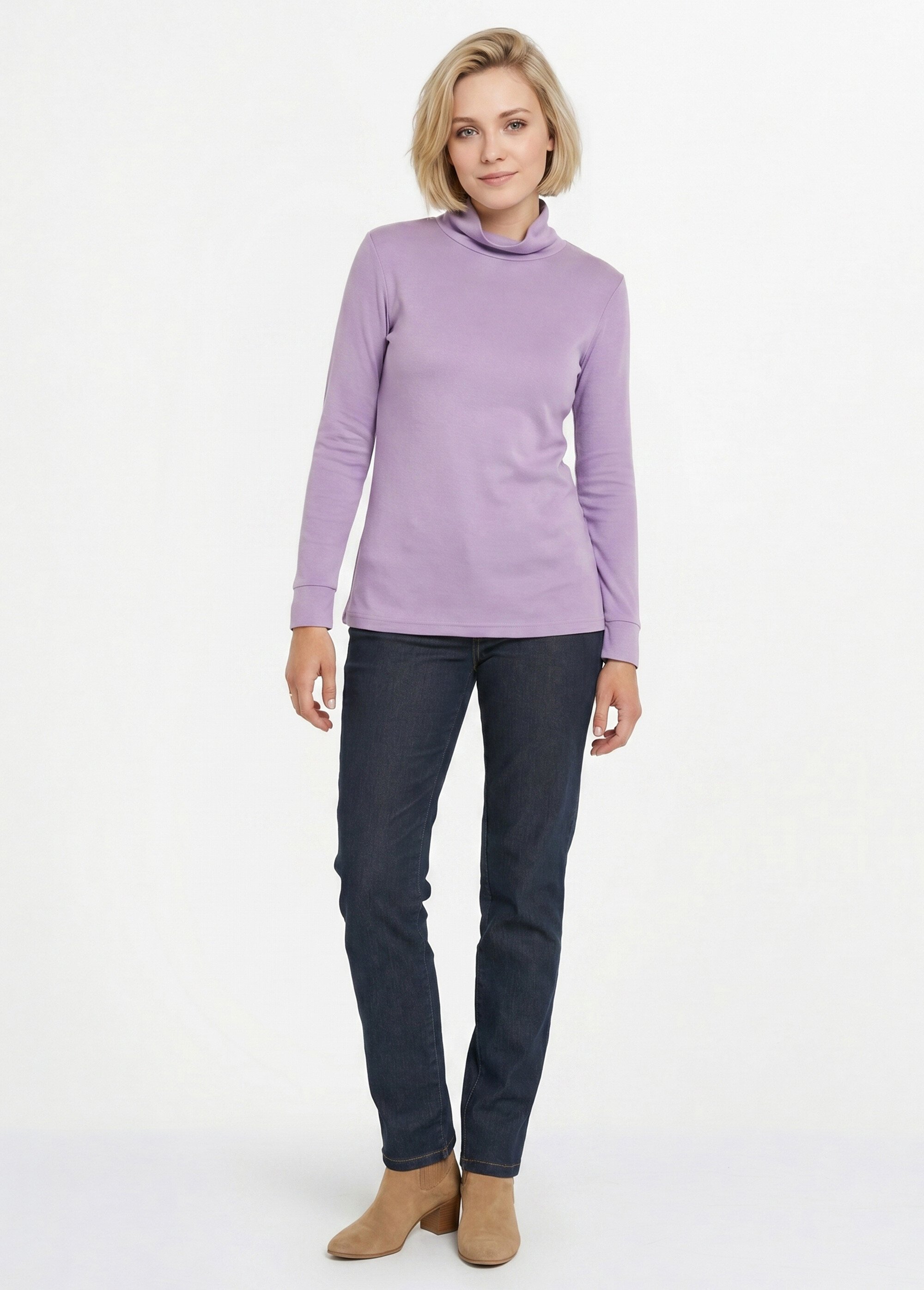Sous-pull chaud col roulé maille interlock unie Femme Violet PULLY SI1
