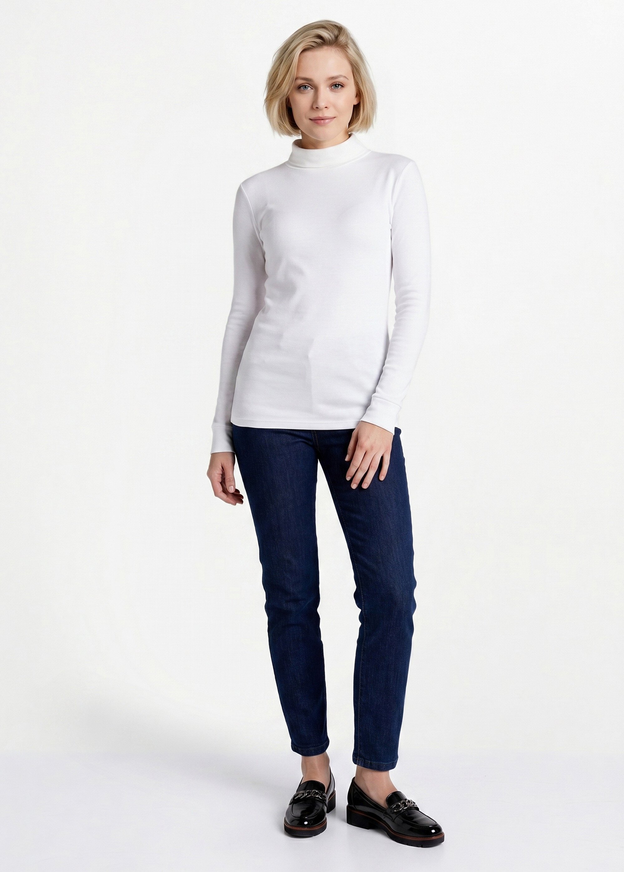 Sous-pull chaud col roulé maille interlock unie Femme Blanc PULLY SI1
