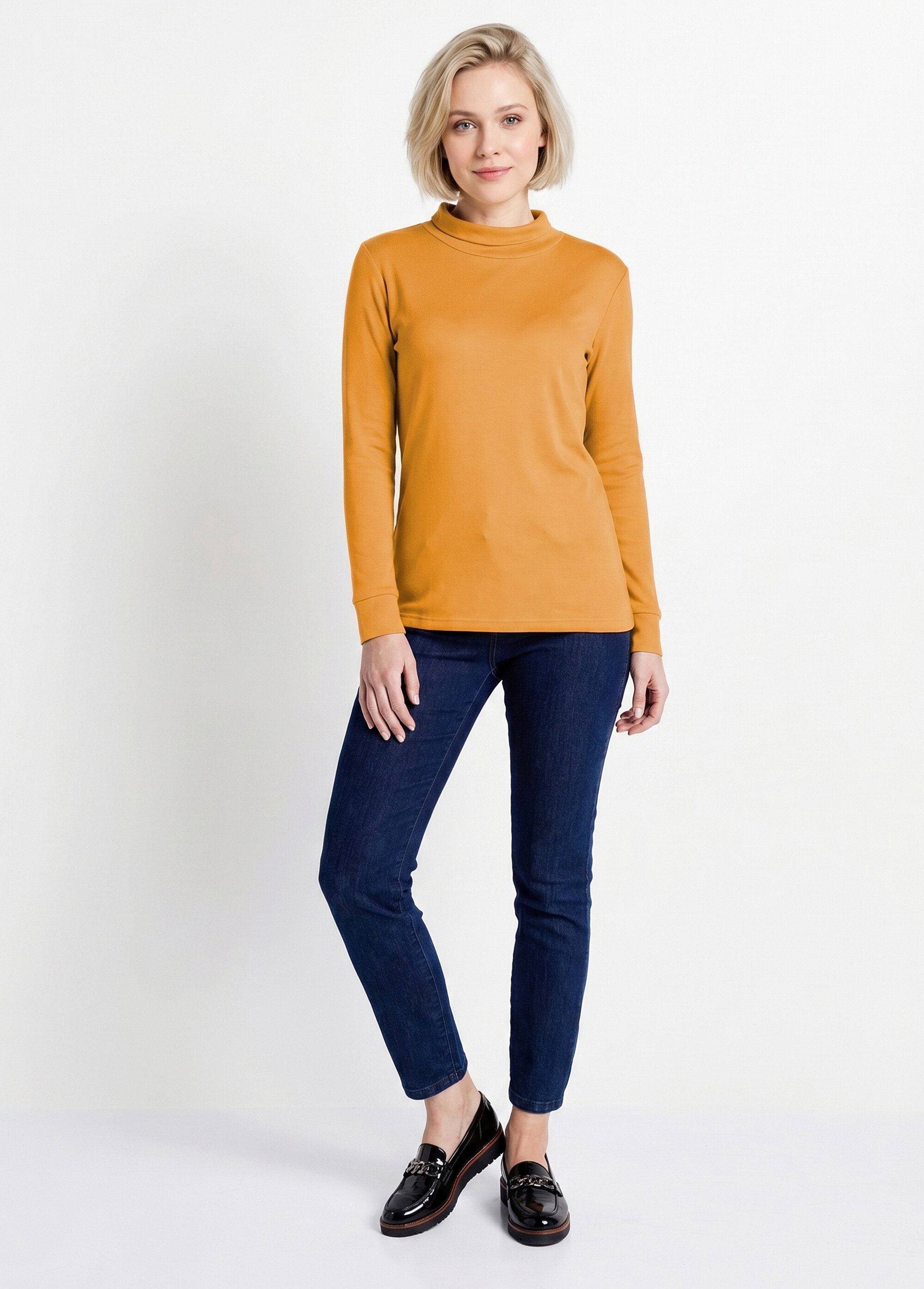 Sous-pull chaud col roulé maille interlock unie Femme Jaune PULLY SI1