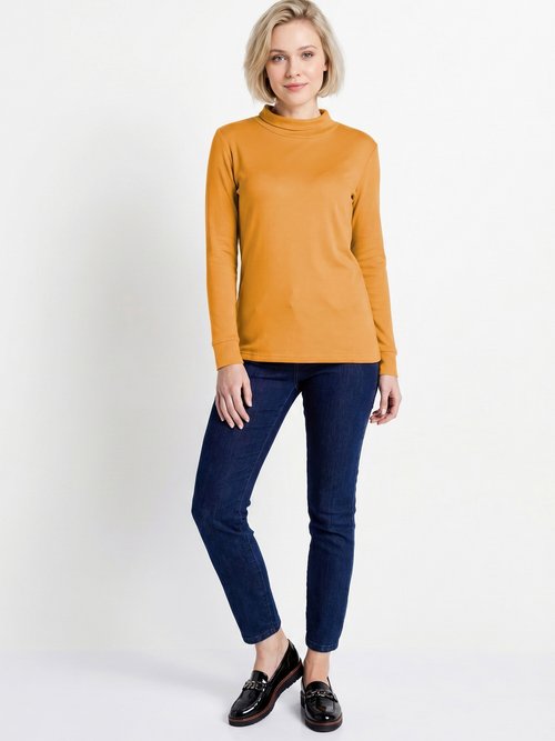 Sous-pull chaud col roulé maille interlock unie Femme Jaune PULLY SI1