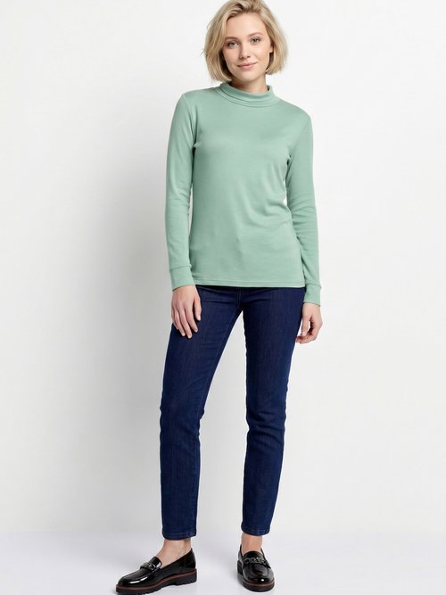Sous-pull chaud col roulé maille interlock unie Femme Vert PULLY SI1