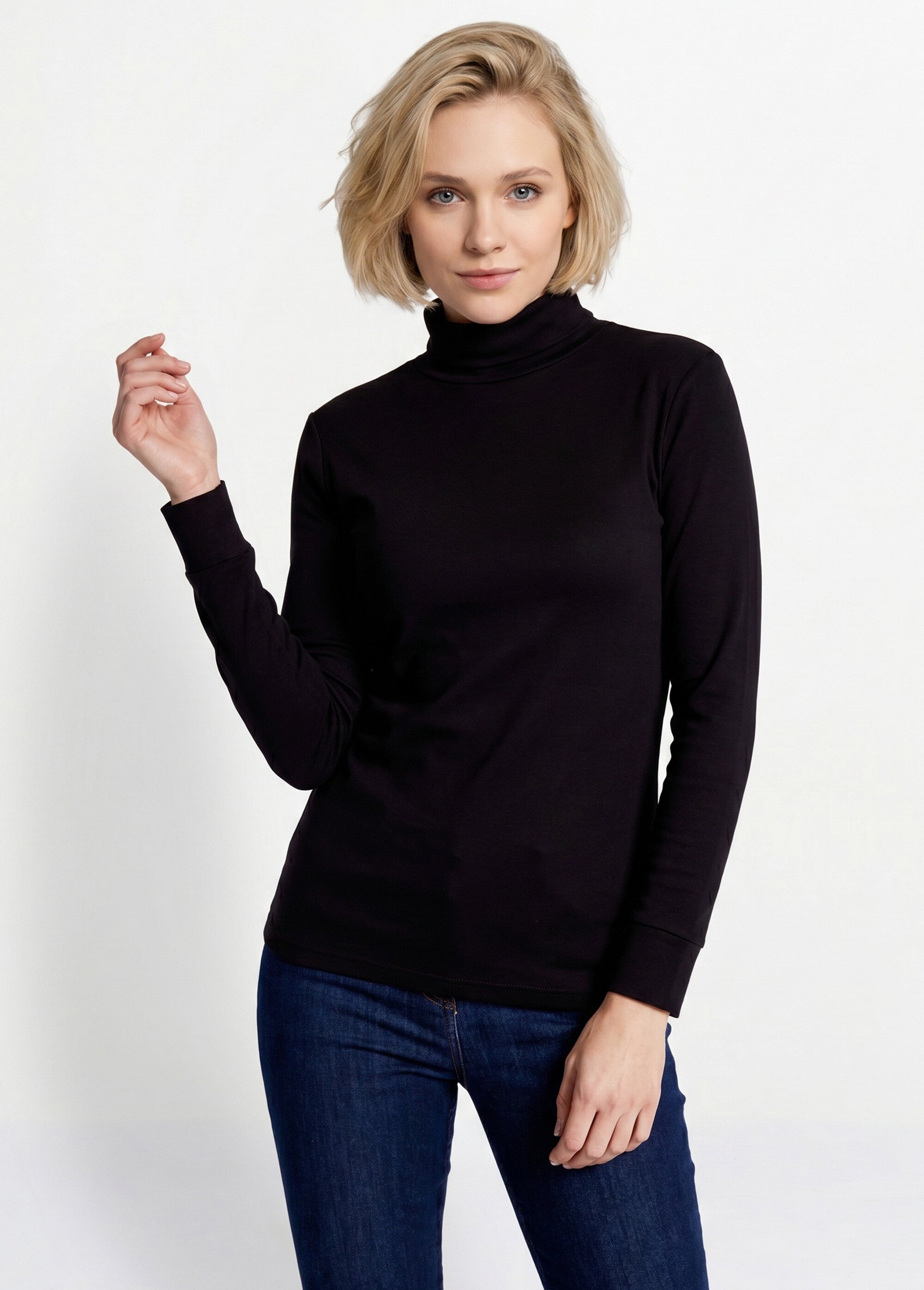 Sous-pull chaud col roulé maille interlock unie