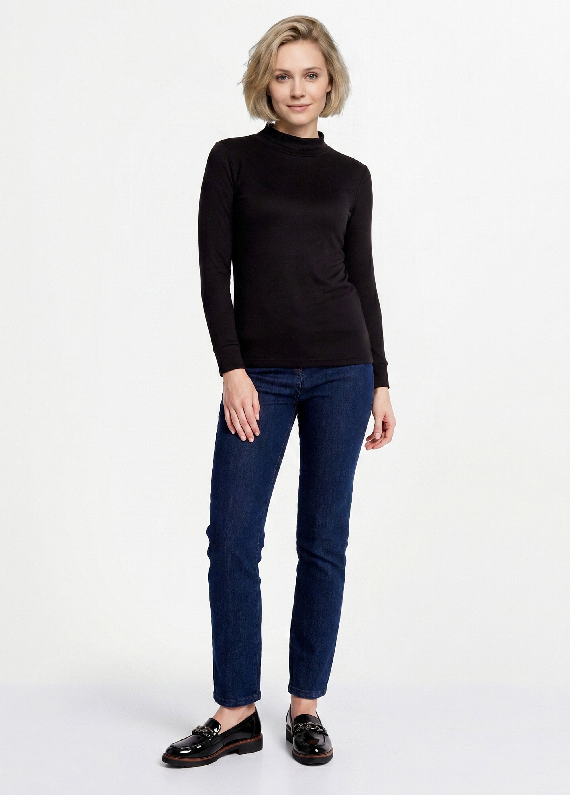 Sous-pull chaud col roulé maille interlock unie Femme Noir PULLY SI1