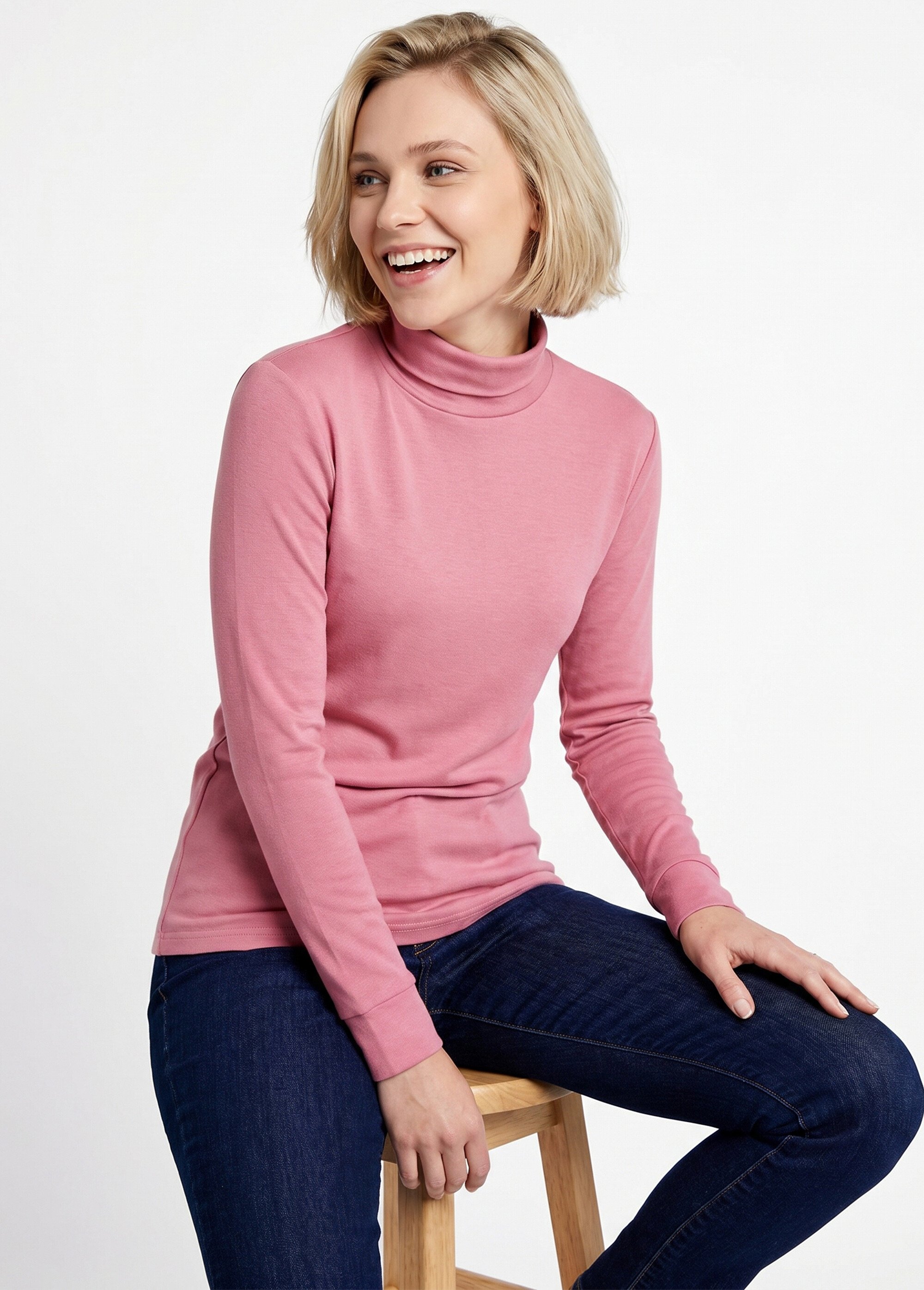 Sous-pull chaud col roulé maille interlock unie