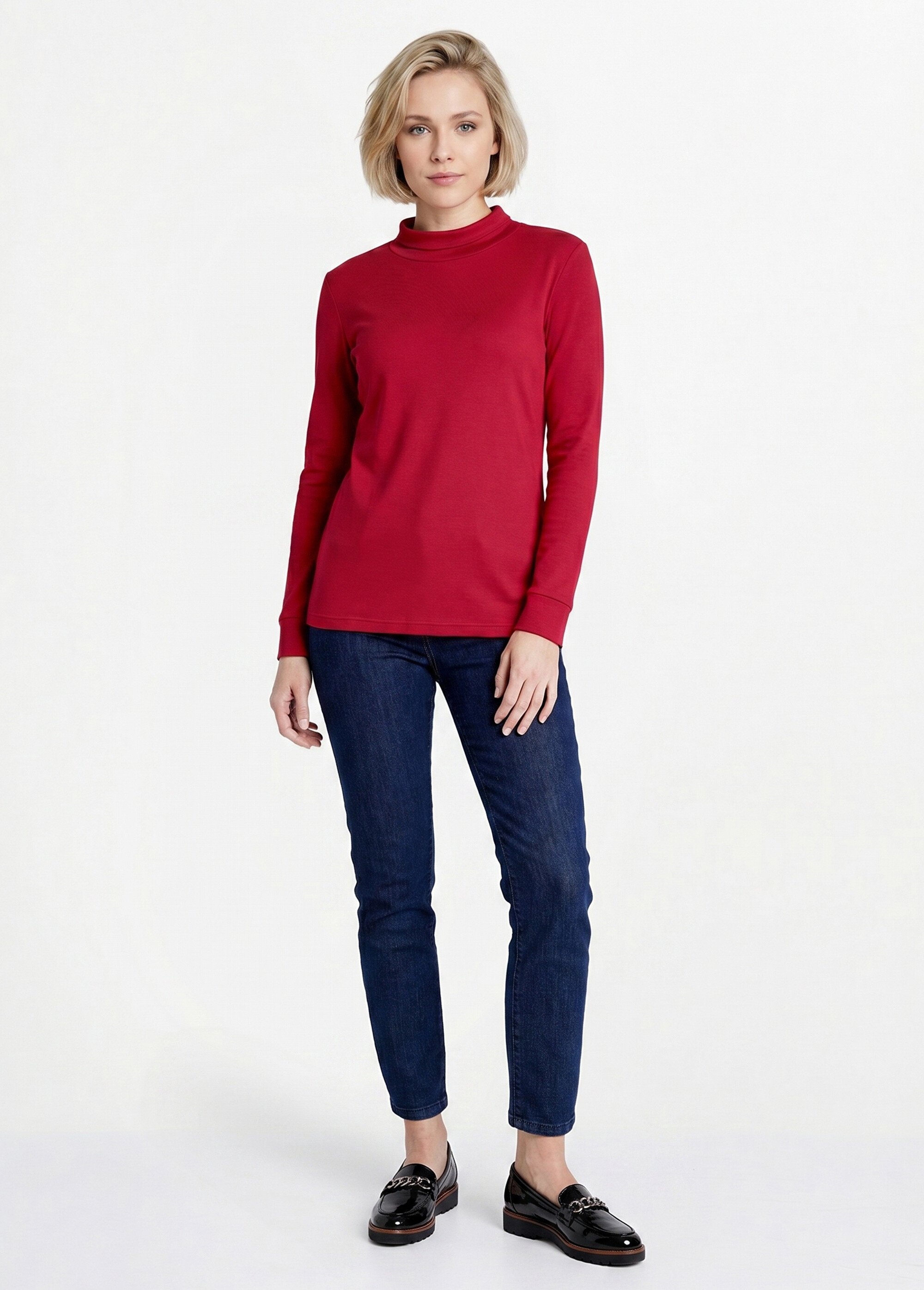 Sous-pull chaud col roulé maille interlock unie Femme Rouge PULLY SI1