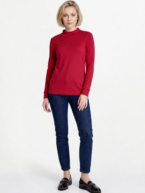 Sous-pull chaud col roulé maille interlock unie Femme Rouge PULLY SI1