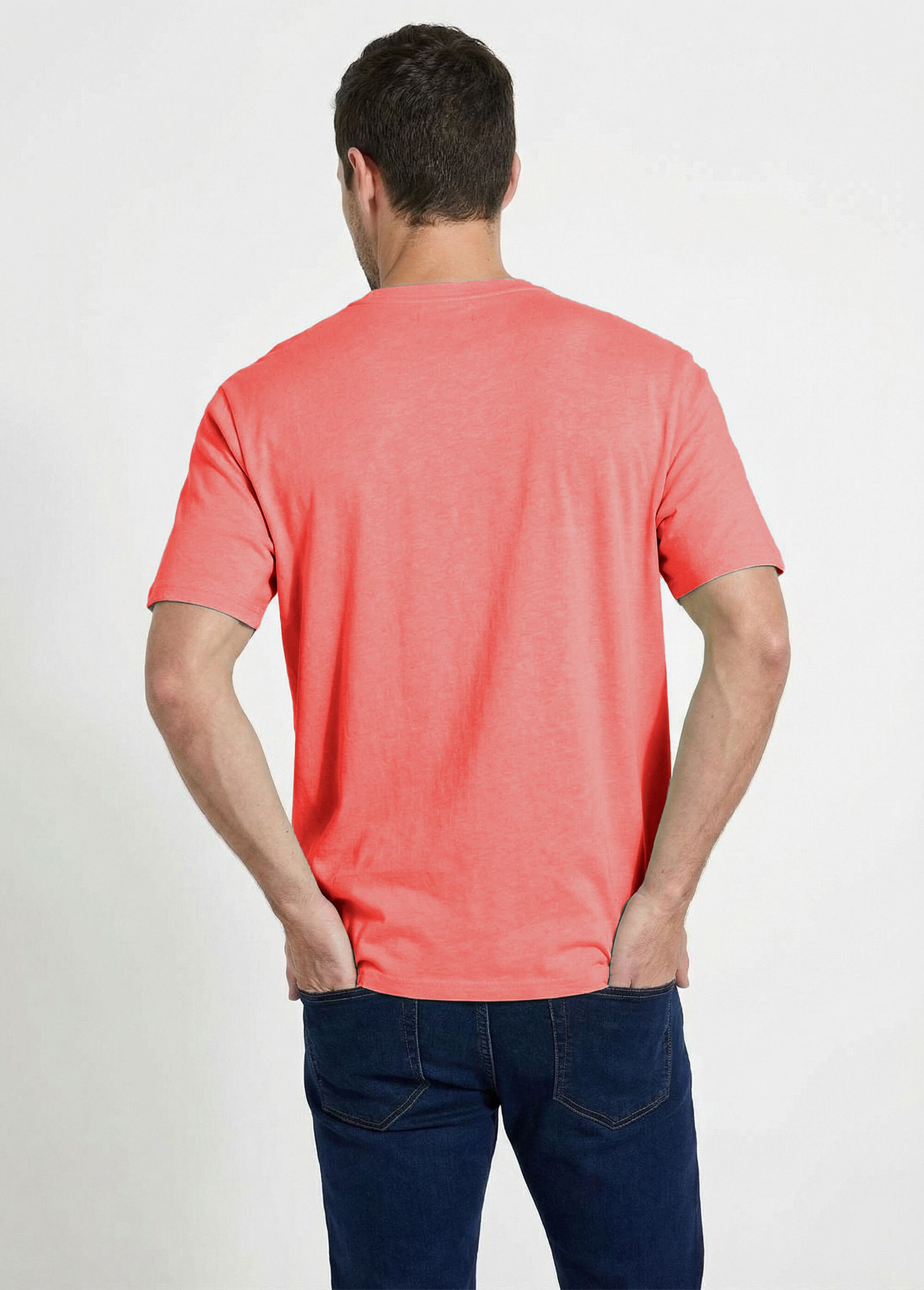 T-shirt col tunisien manches courtes jersey uni Homme Rouge FARGO DO1