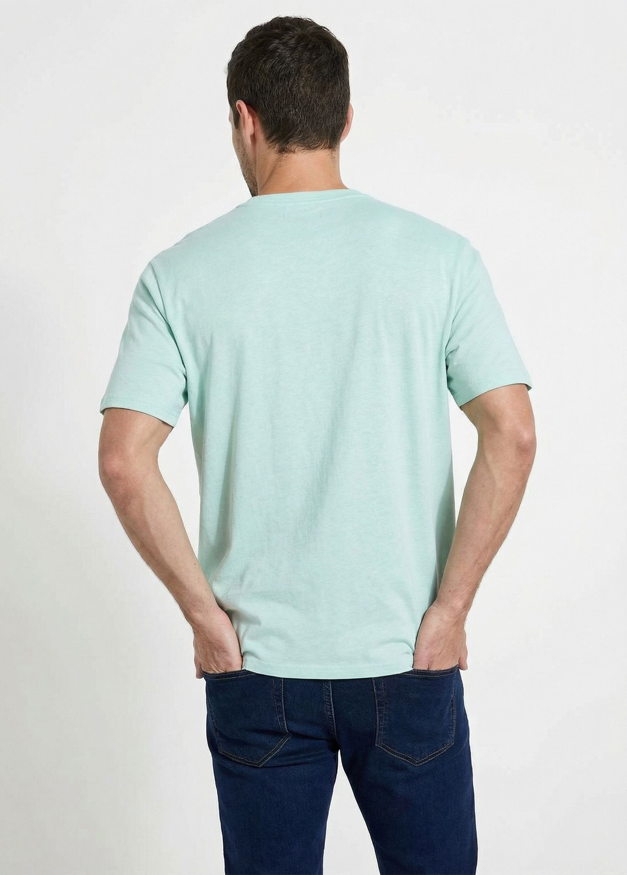 T-shirt col tunisien manches courtes jersey uni Homme Vert FARGO DO1